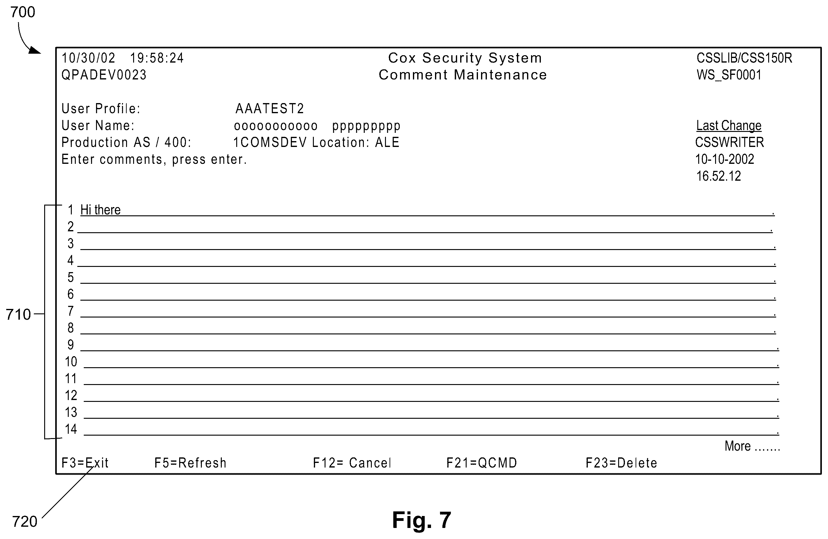 Patent US12112323 Figure 7 – Security system and method that allows users to securely setup and maintain system security for all business systems
