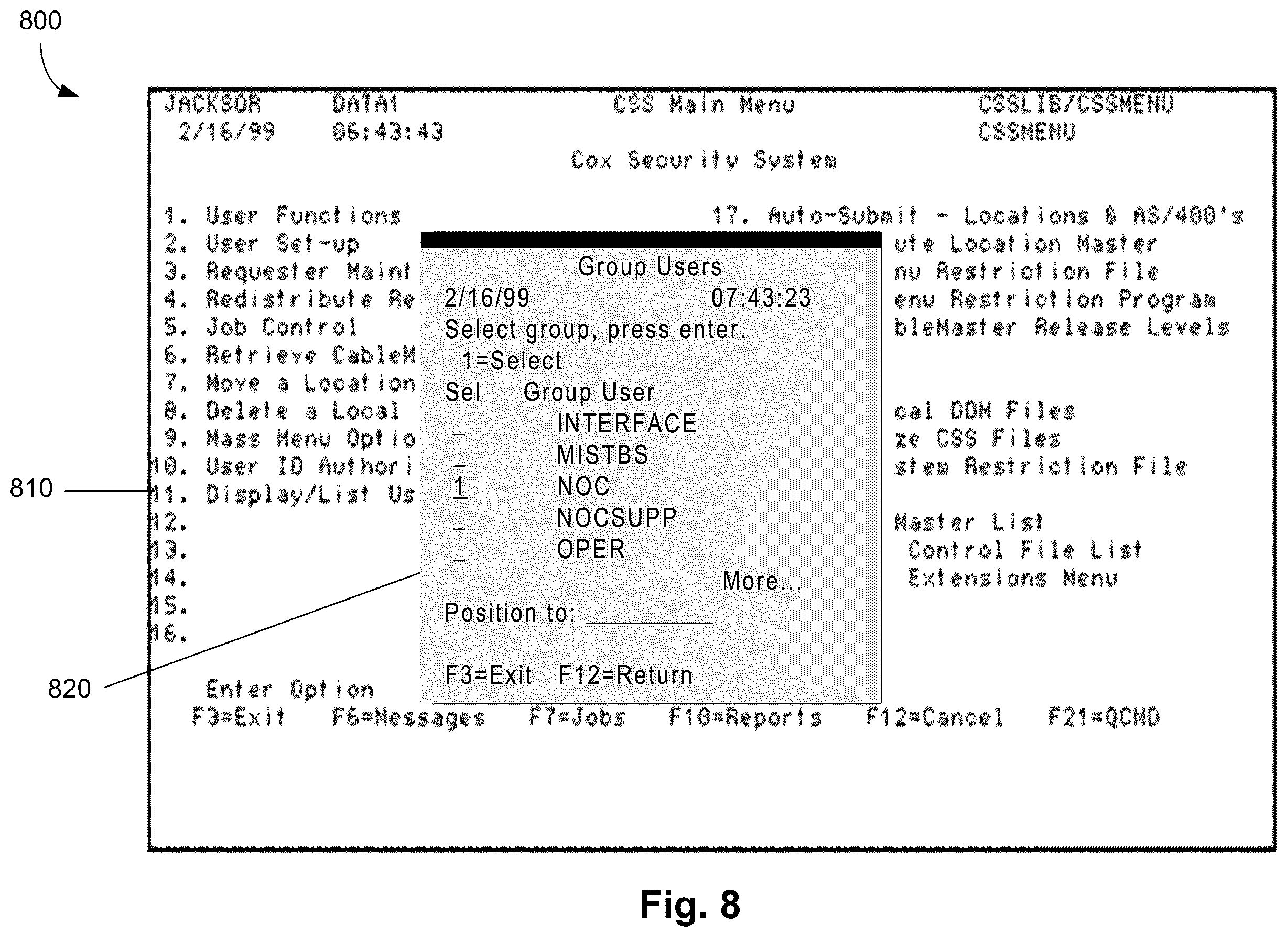 Patent US12112323 Figure 8 – Security system and method that allows users to securely setup and maintain system security for all business systems