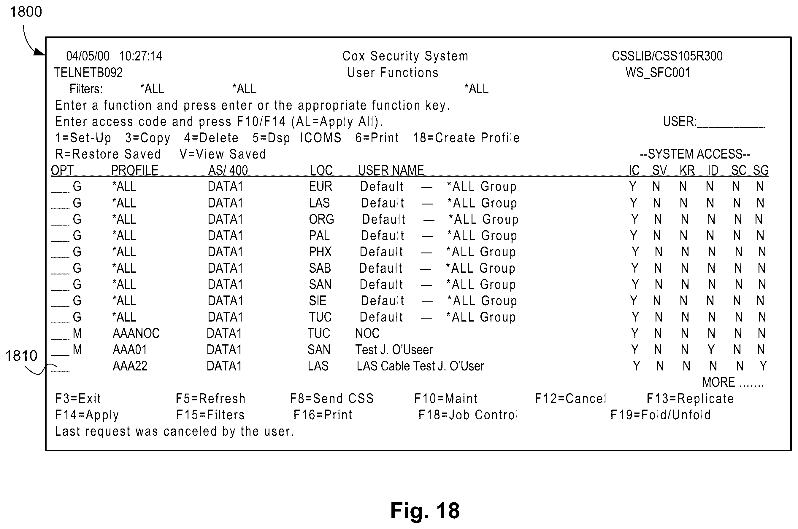 Patent US12112323 Figure 18 – Security system and method that allows users to securely setup and maintain system security for all business systems