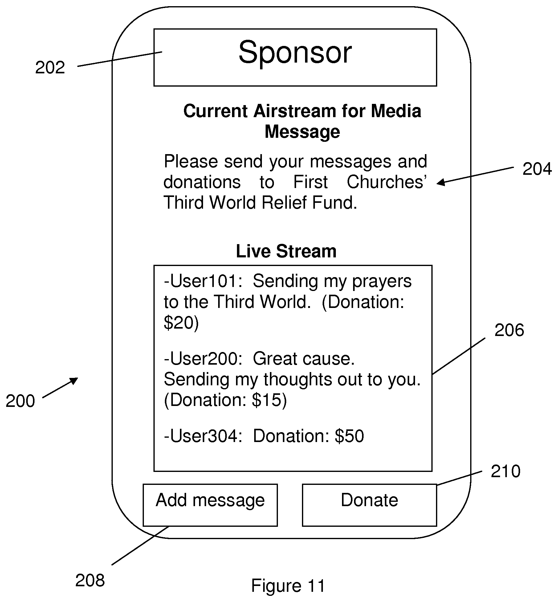 Patent US12112357 Figure 11 – Mobile device streaming media application