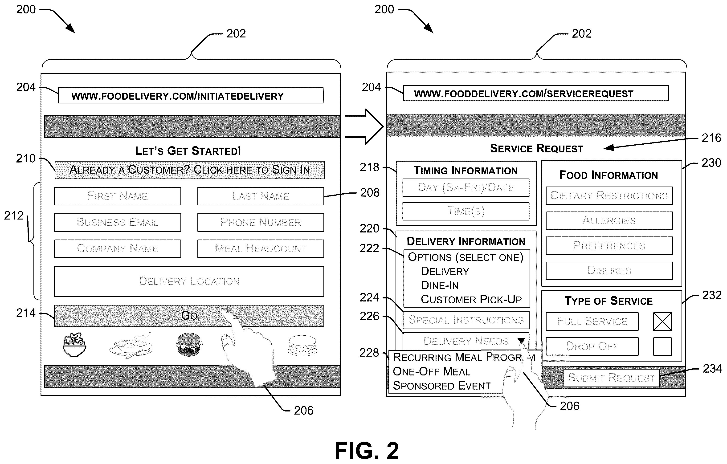 Patent US12112366 Figure 2 – Food delivery optimization