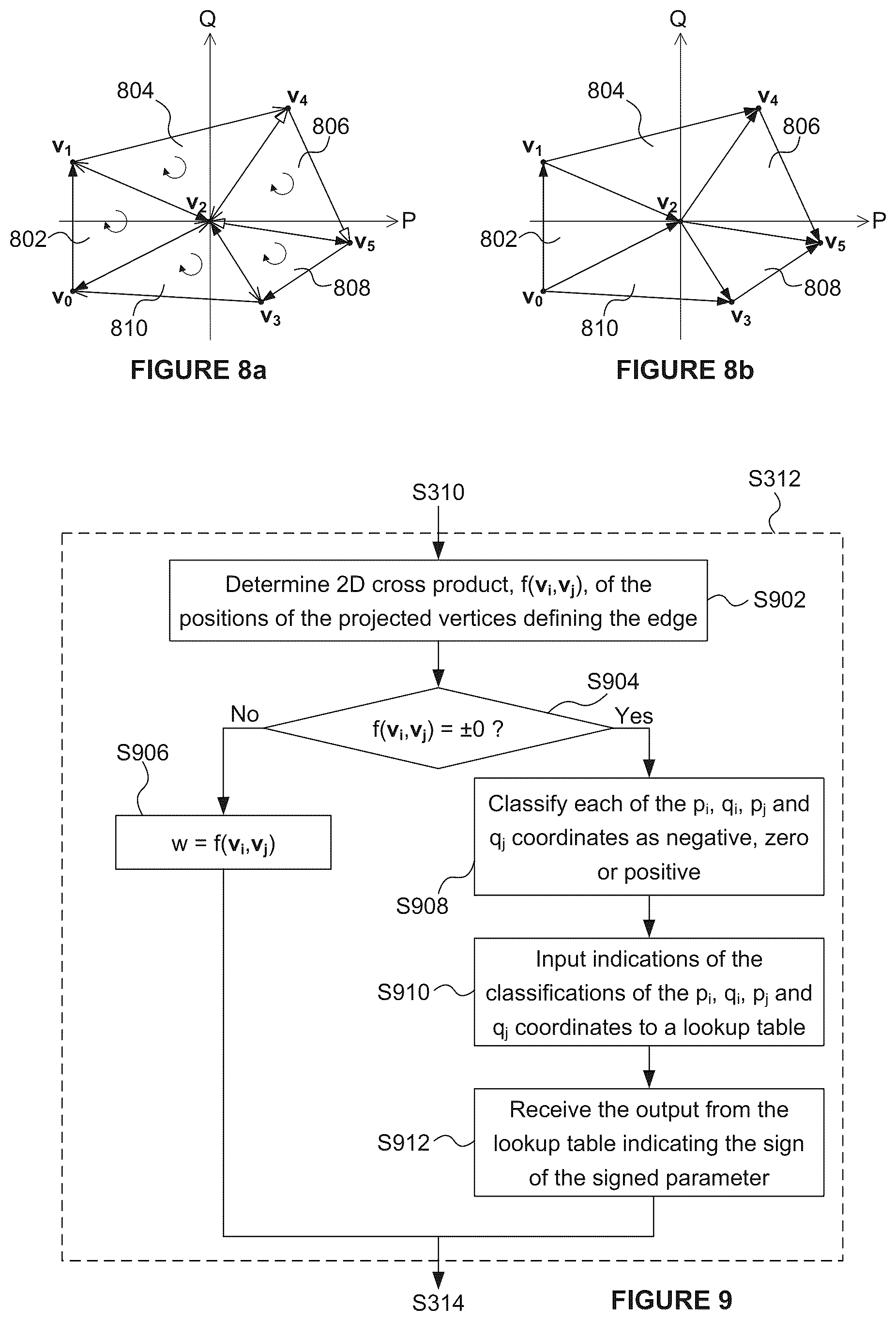 Patent US12112421 Figure 6 – Intersection testing in a ray tracing system using convex polygon edge signed parameters