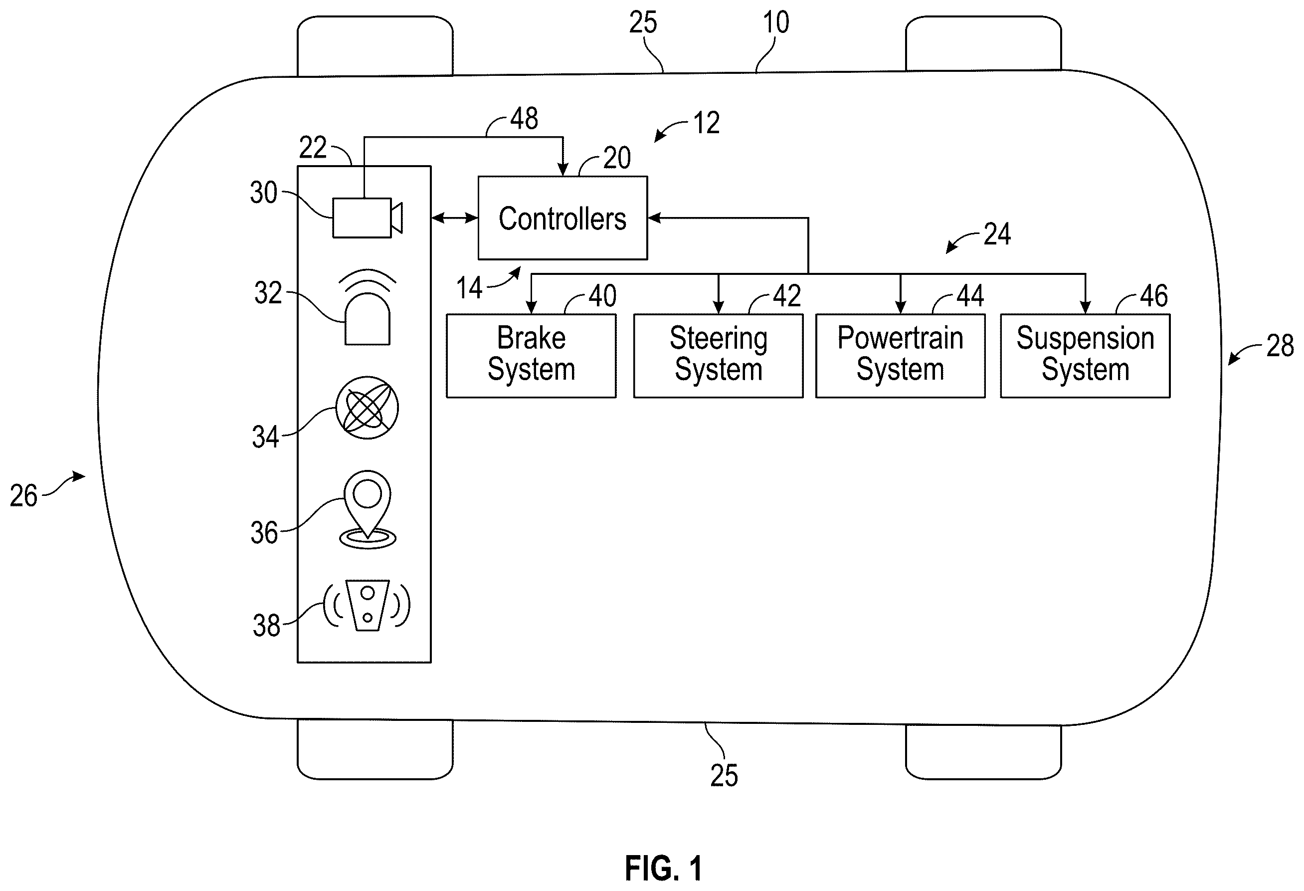 Patent US12112506 Figure 1 – System for calibrating extrinsic parameters for a camera in an autonomous vehicle