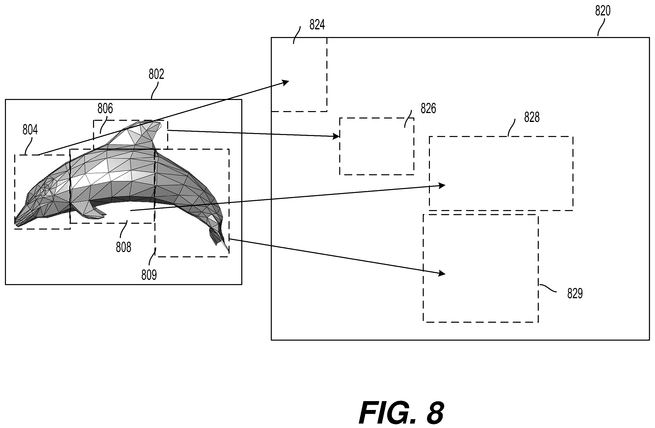 Patent US12112510 Figure 8 – Convolutional approach to fast and compact packing of 3D mesh into 2D maps