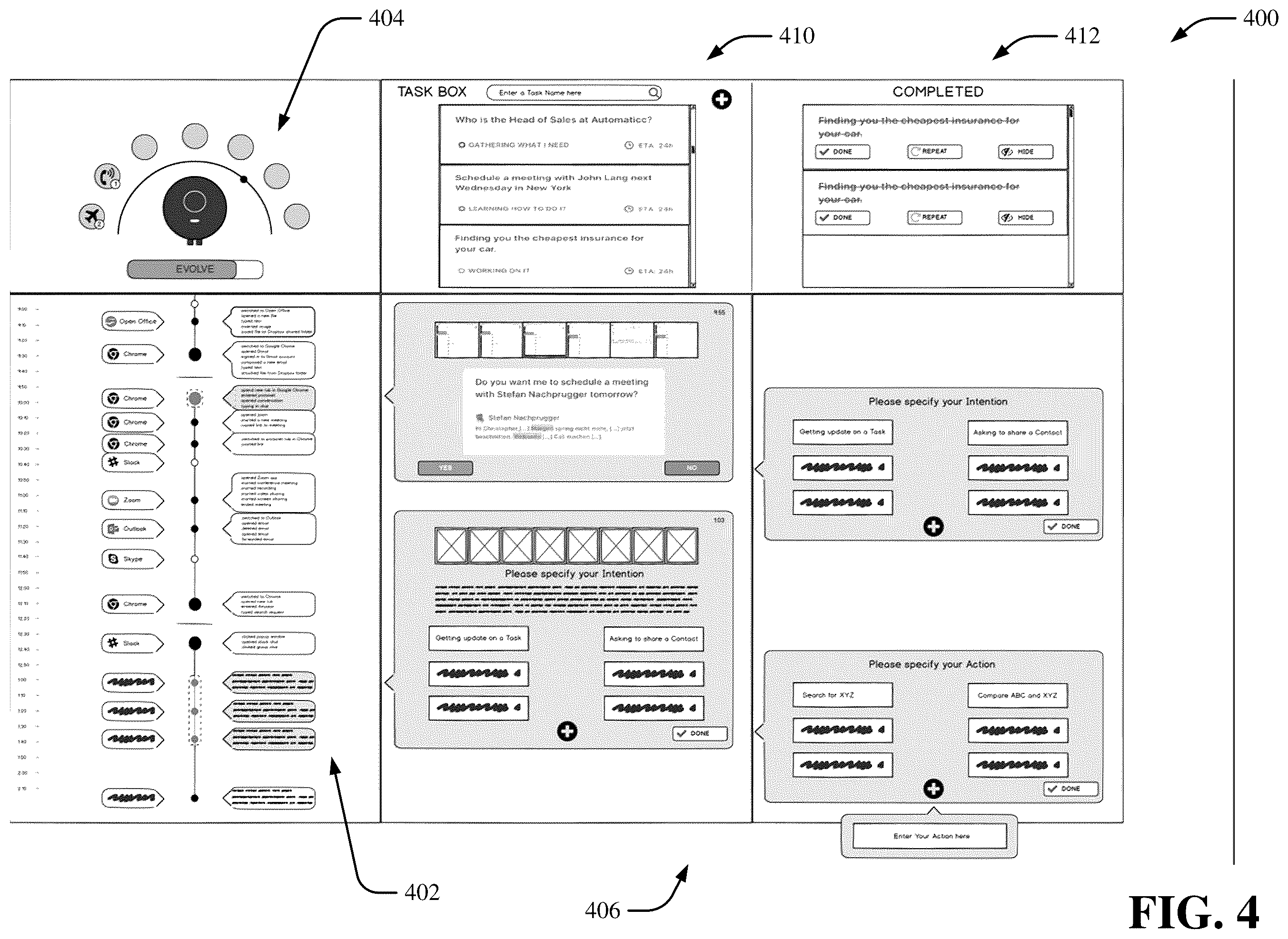 Patent US12112526 Figure 4 – Machine learning system and method for determining or inferring user action and intent based on screen image analysis