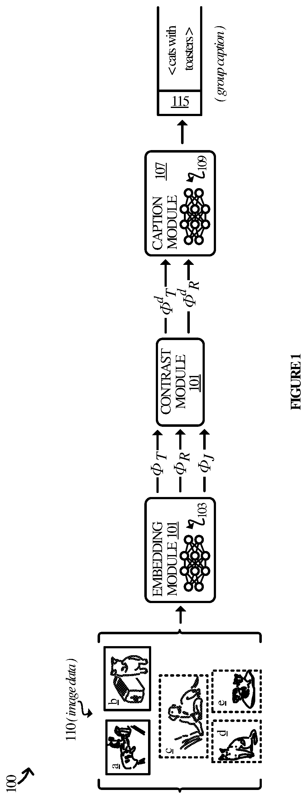 Patent US12112537 Figure 1 – Contrastive captioning for image groups