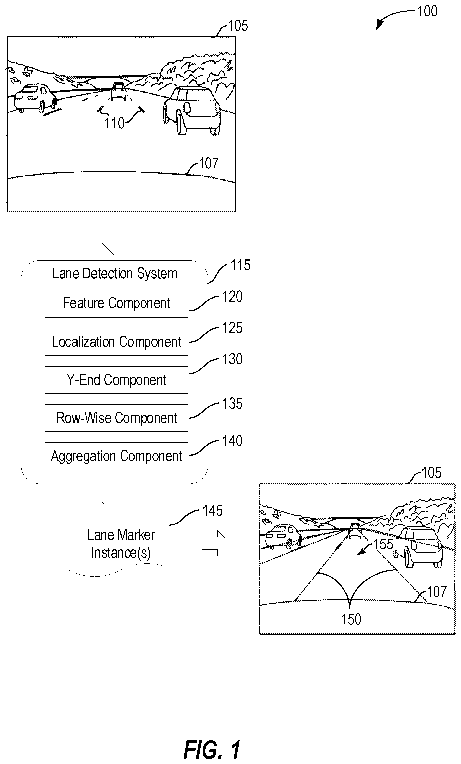 Patent US12112552 Figure 1 – Lane marker recognition
