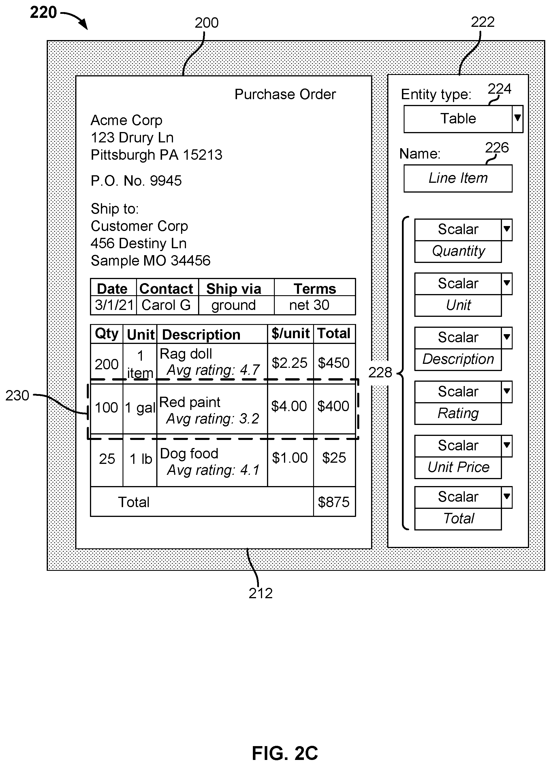 Patent US12112561 Figure 4 – Interactive visual representation of semantically related extracted data