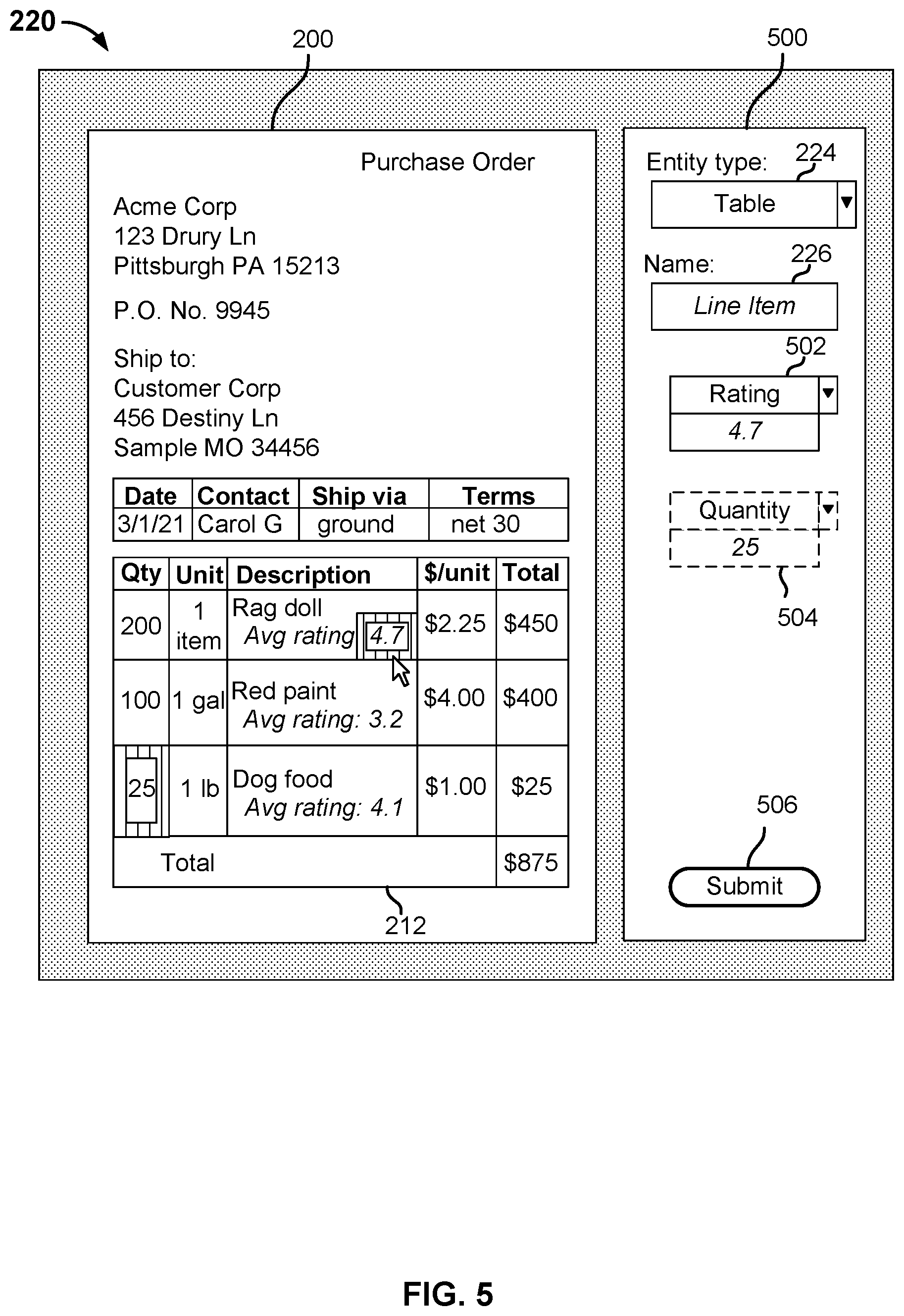 Patent US12112561 Figure 8 – Interactive visual representation of semantically related extracted data