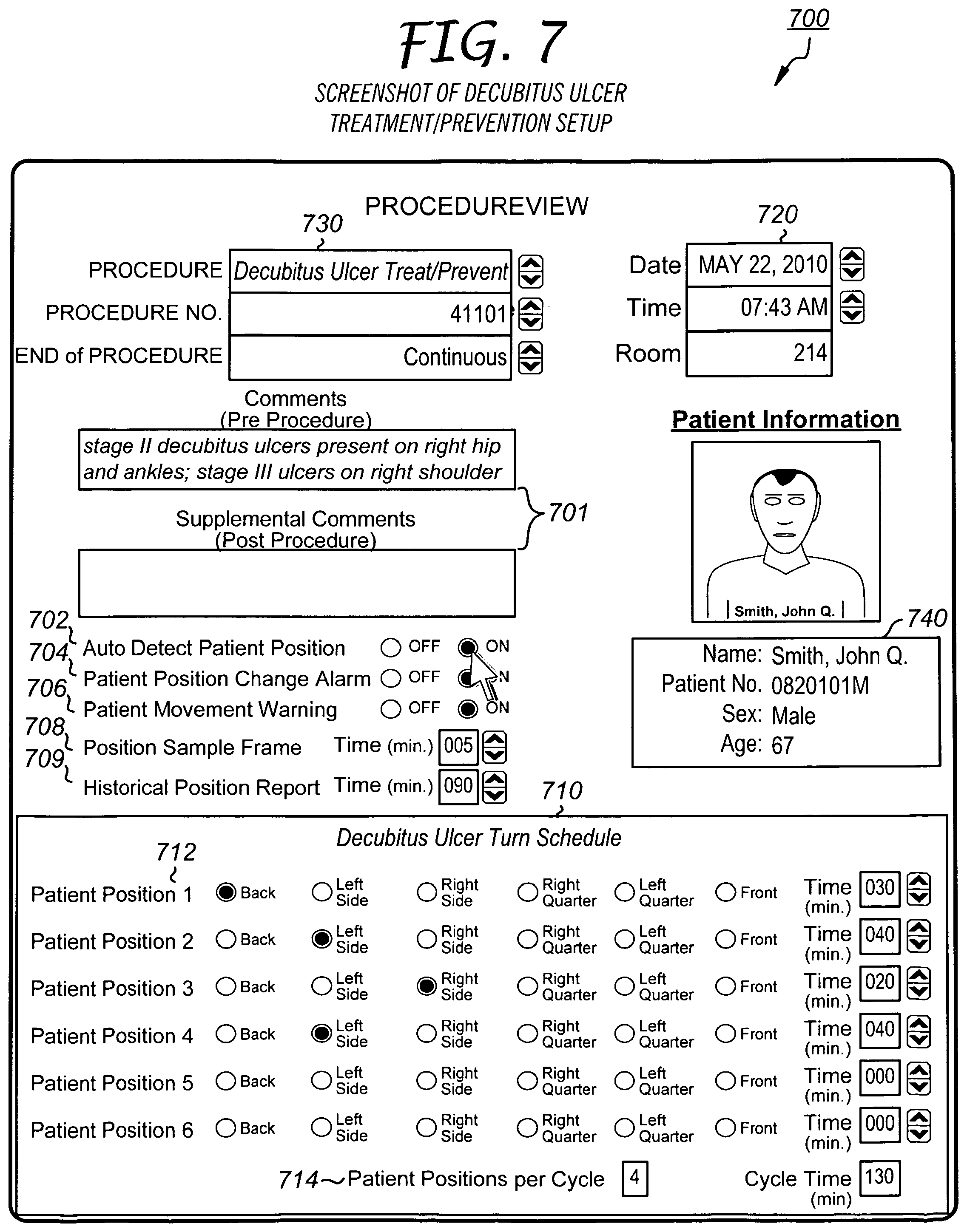 Patent US12112566 Figure 7 – System and method for using a video monitoring system to prevent and manage decubitus ulcers in patients