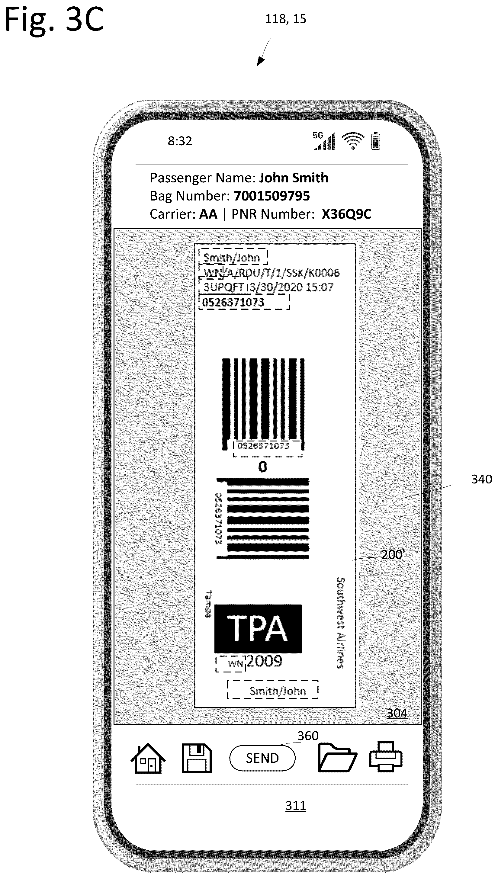 Patent US12112578 Figure 9 – System and method for creating luggage manifest using a b-type message and a passenger name record number
