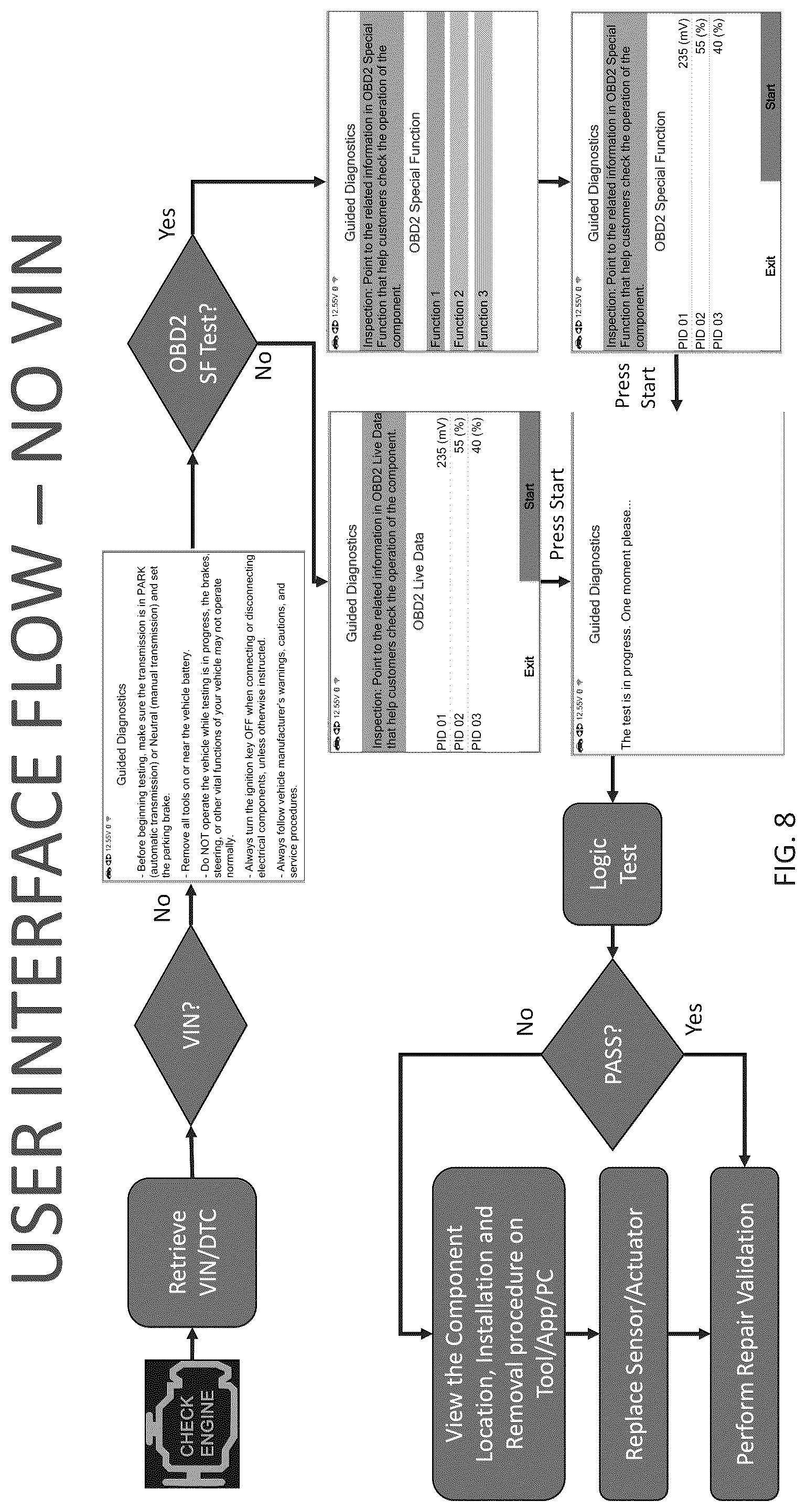 Patent US12112587 Figure 8 – System and method for guided vehicle diagnostics