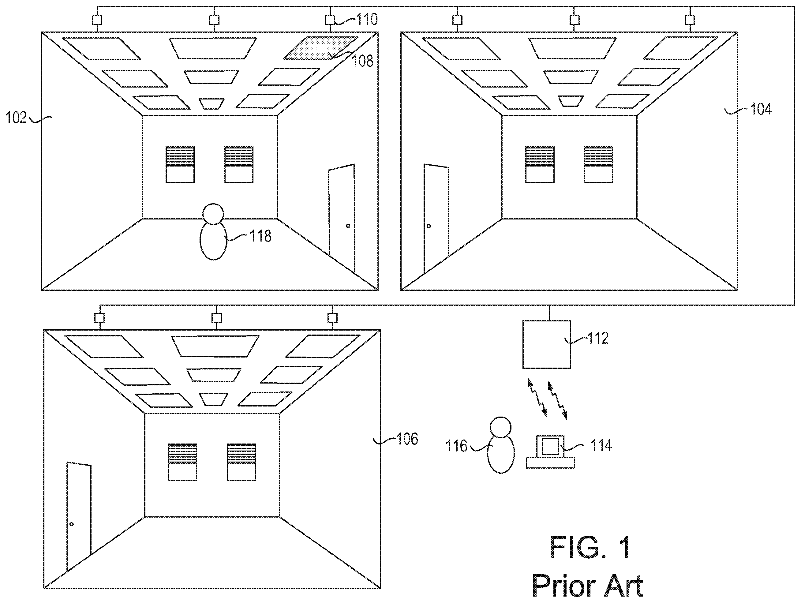 Patent US12112615 Figure 1 – Identification of load control devices