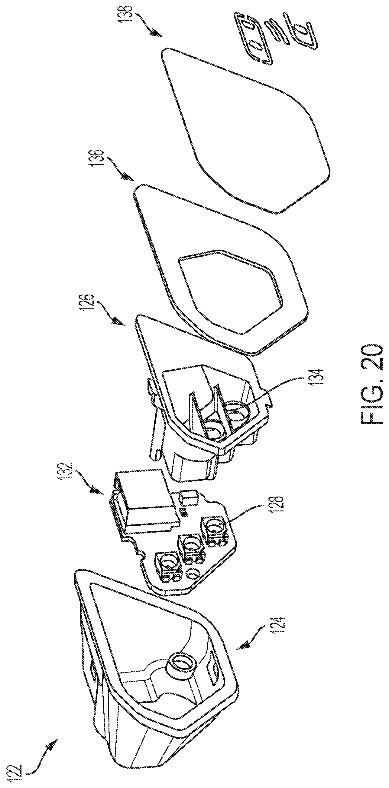 Patent US12112638 Figure 15 – Vehicular exterior rearview mirror assembly with blind zone indicator
