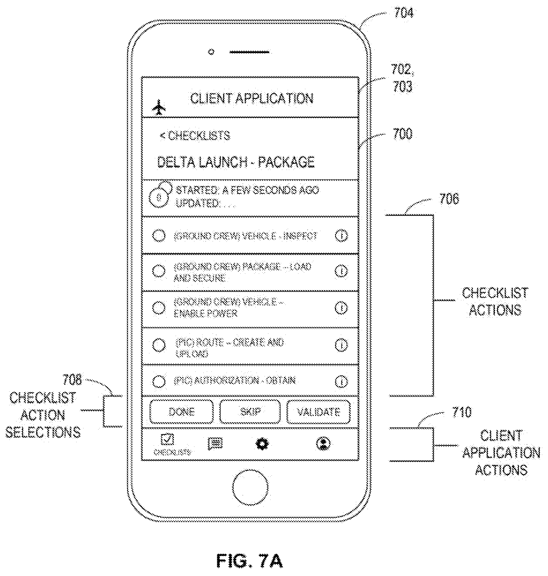 Patent US12112642 Figure 7 – Systems, methods, and apparatus for collaborative aircraft checklists