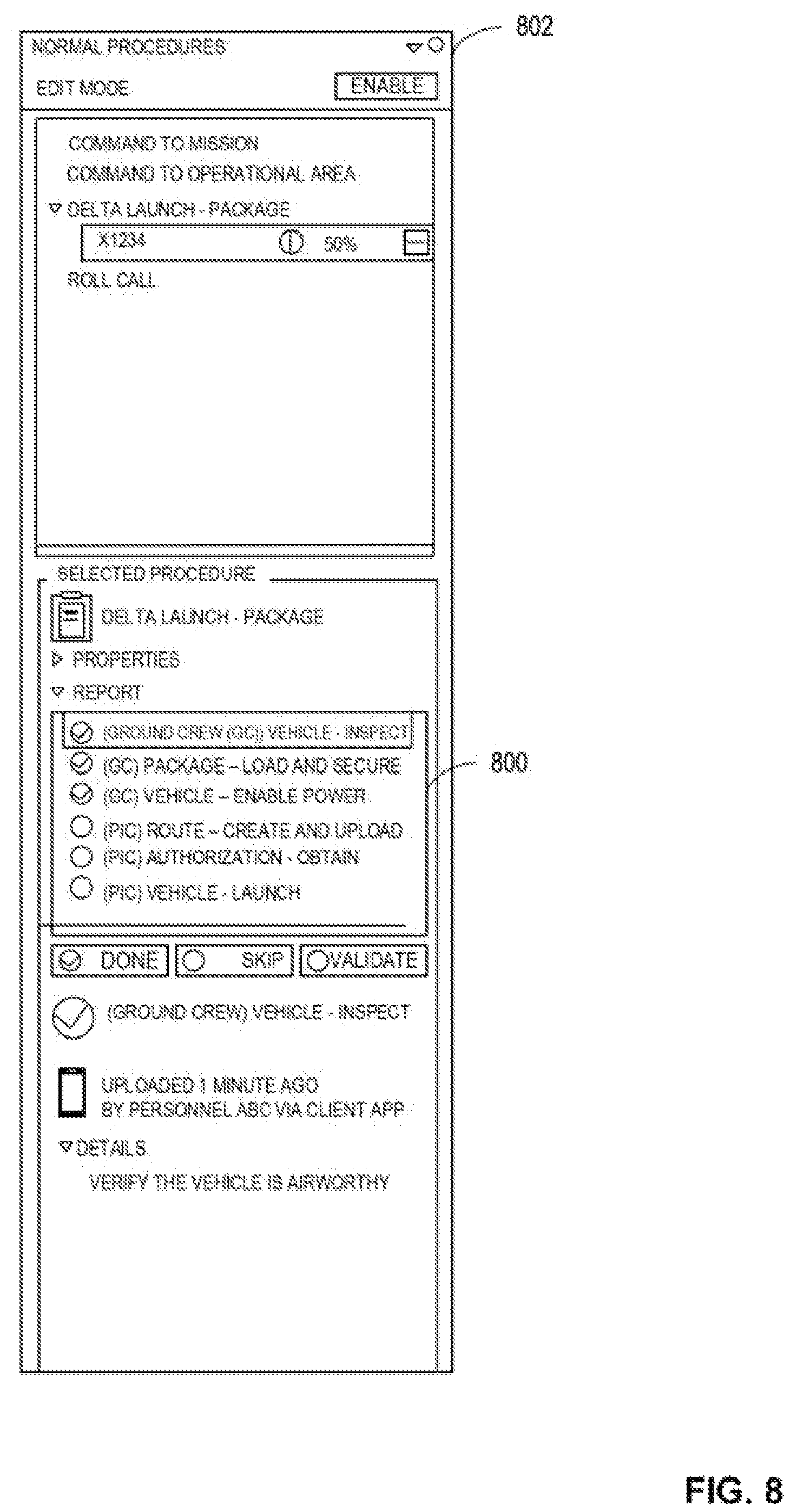 Patent US12112642 Figure 9 – Systems, methods, and apparatus for collaborative aircraft checklists