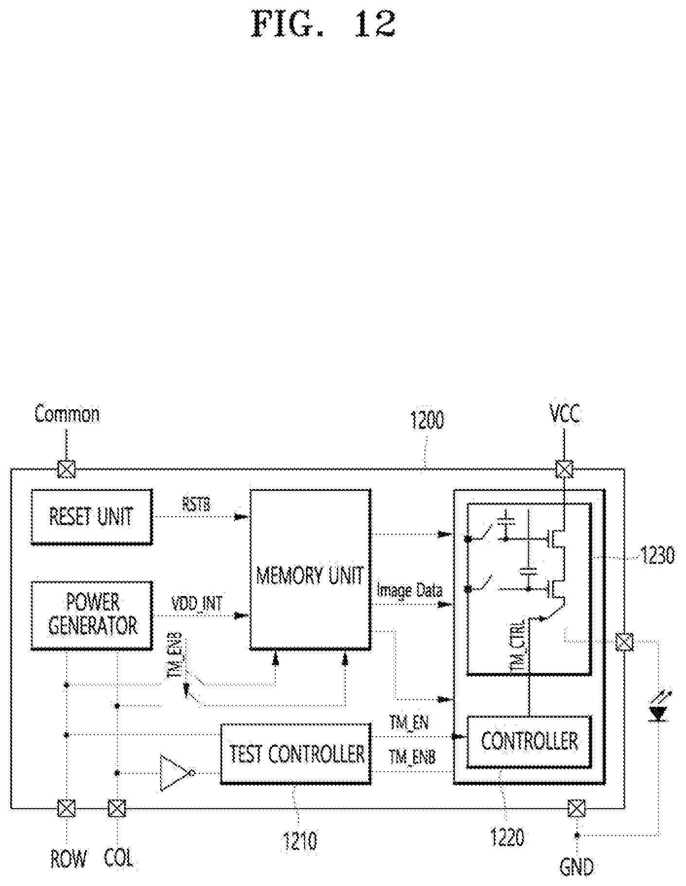 Patent US12112667 Figure 12 – Pixel and display apparatus capable of controlling test function preliminary class