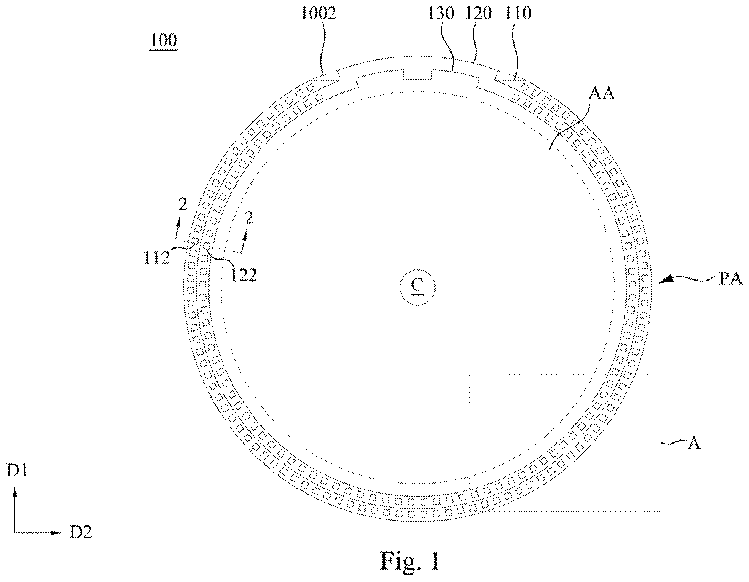 Patent US12112669 Figure 1 – Display device and driving circuit structure