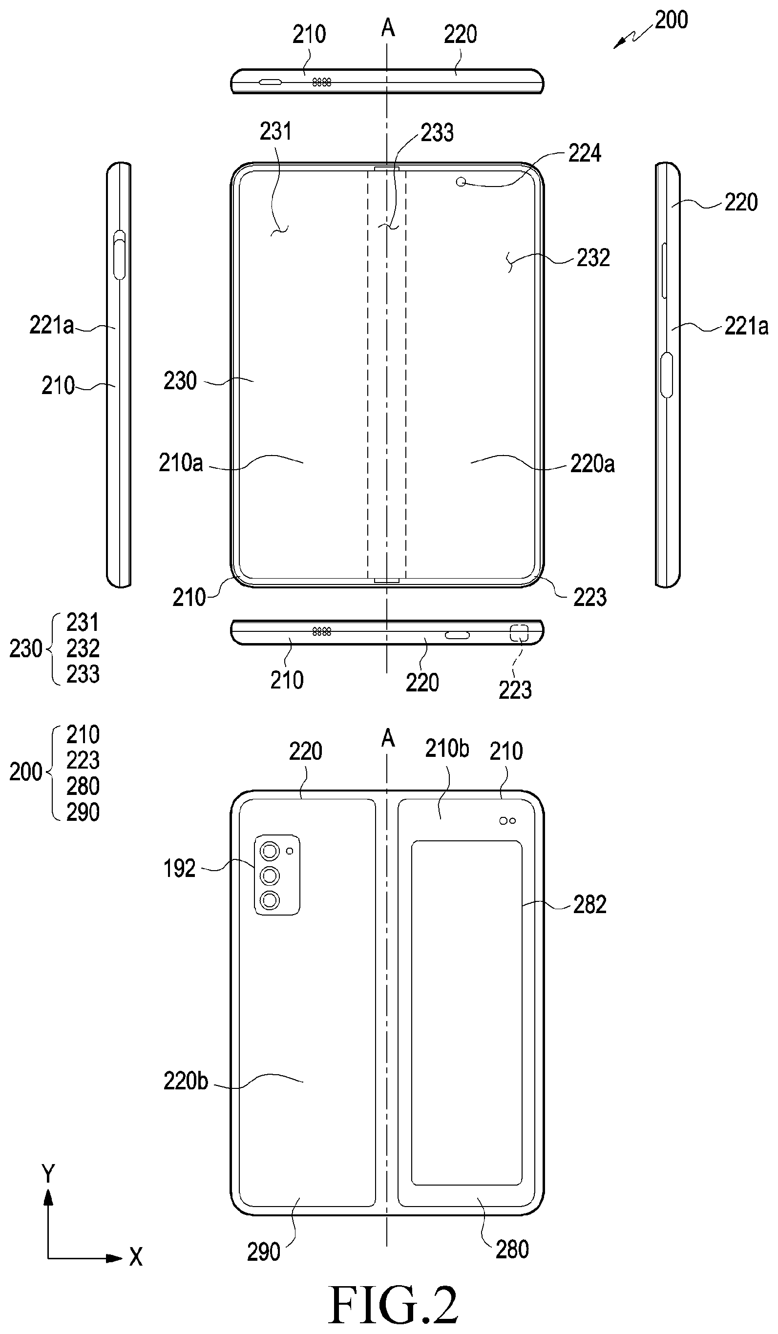 Patent US12112670 Figure 2 – Electronic device comprising flexible display, and method for controlling same