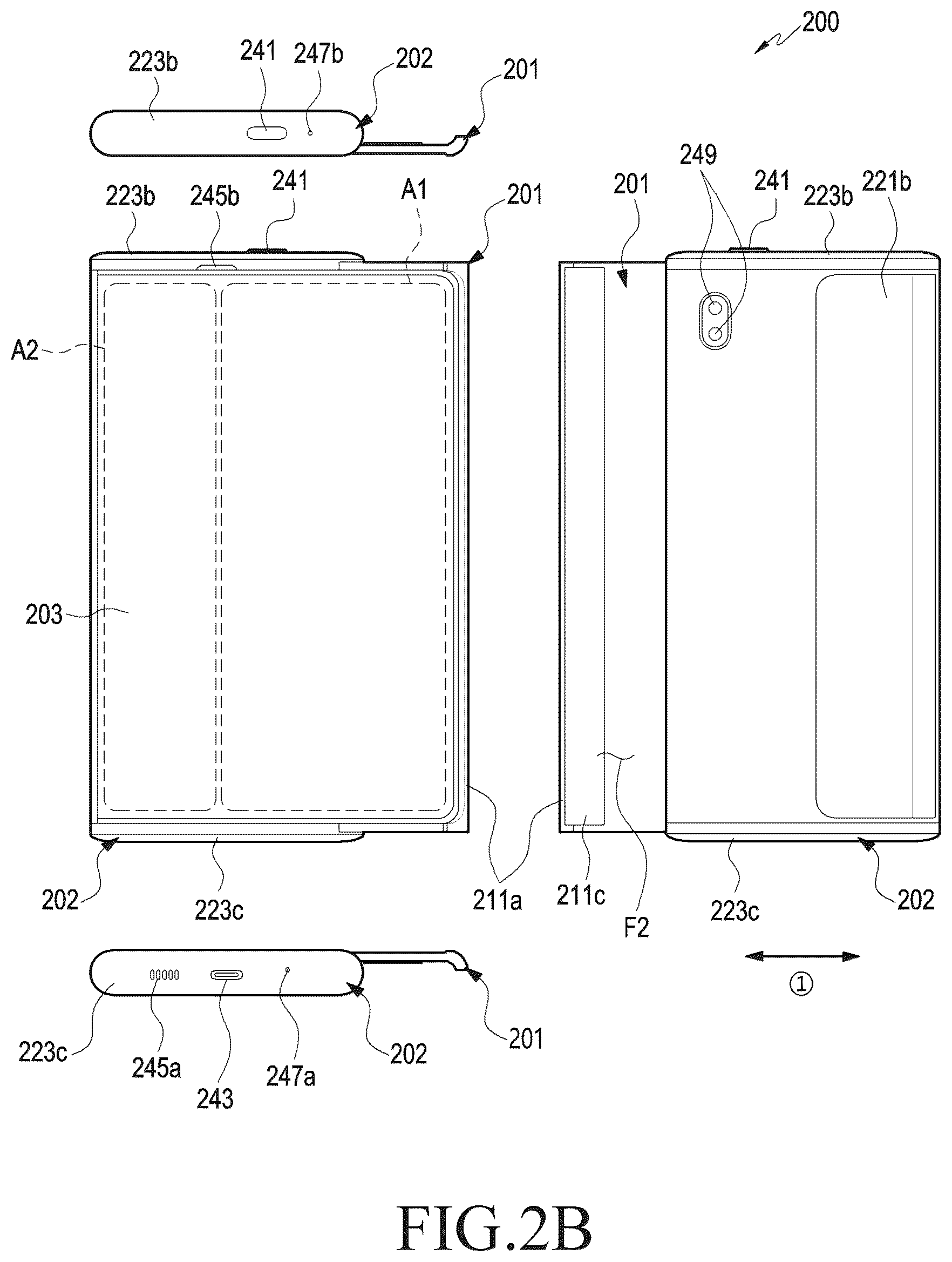 Patent US12112674 Figure 3 – Electronic device including extendable display for expanding and reducing display area that is visible from front side of housing and control method therefor