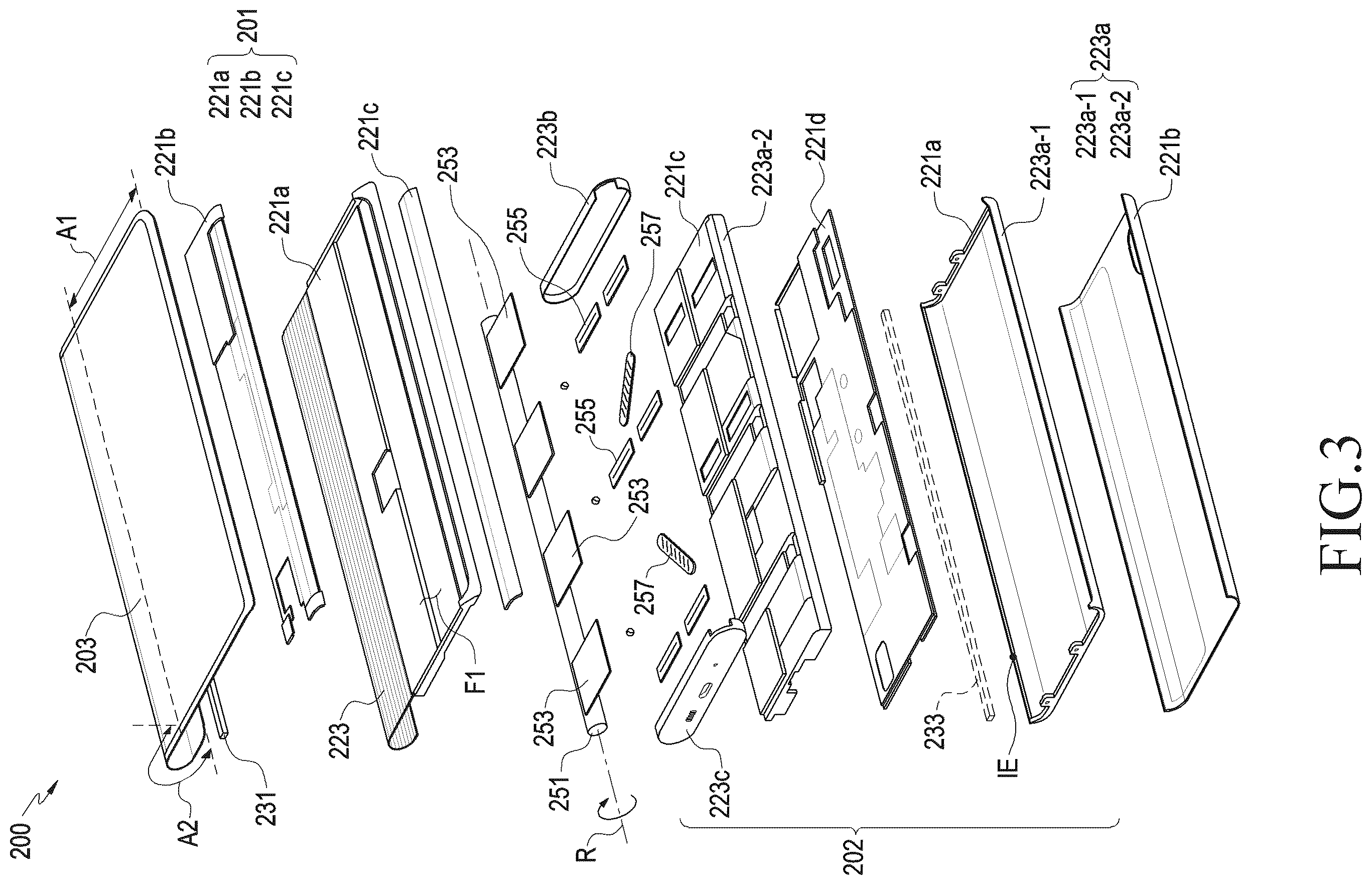Patent US12112674 Figure 4 – Electronic device including extendable display for expanding and reducing display area that is visible from front side of housing and control method therefor