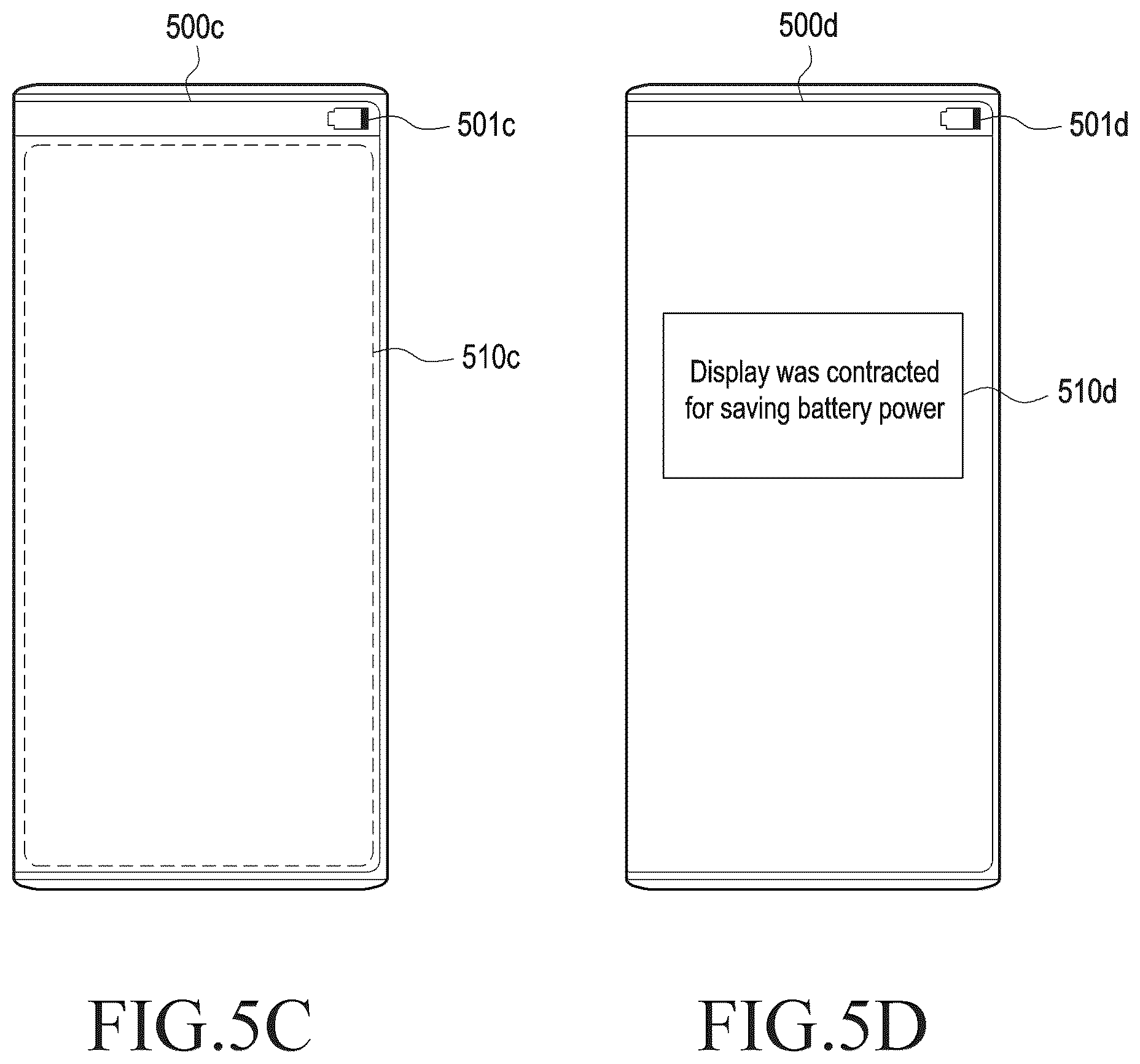 Patent US12112674 Figure 8 – Electronic device including extendable display for expanding and reducing display area that is visible from front side of housing and control method therefor