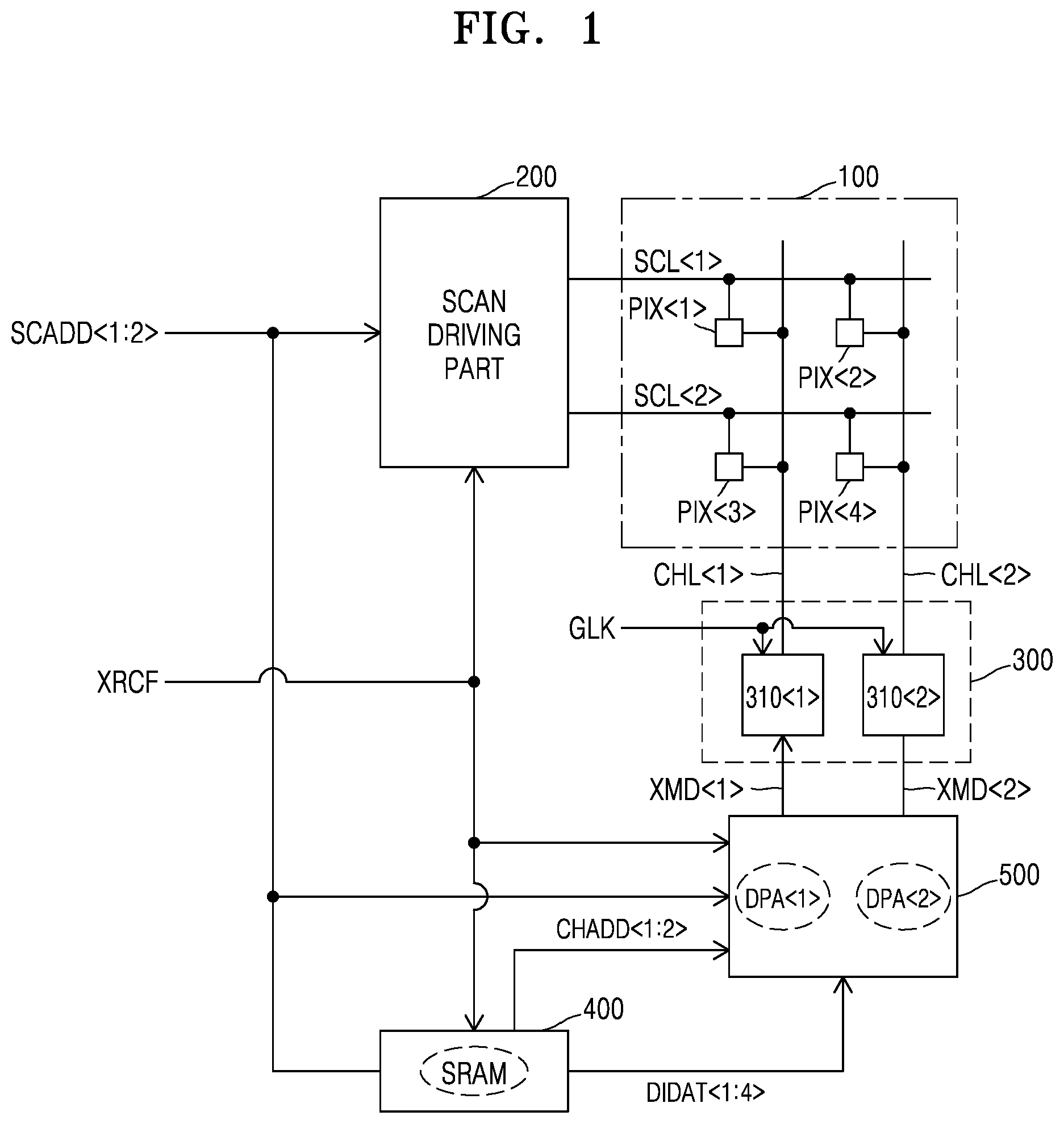 Patent US12112679 Figure 1 – Display device for reducing difference in brightness among subframes of light emitting elements forming one group