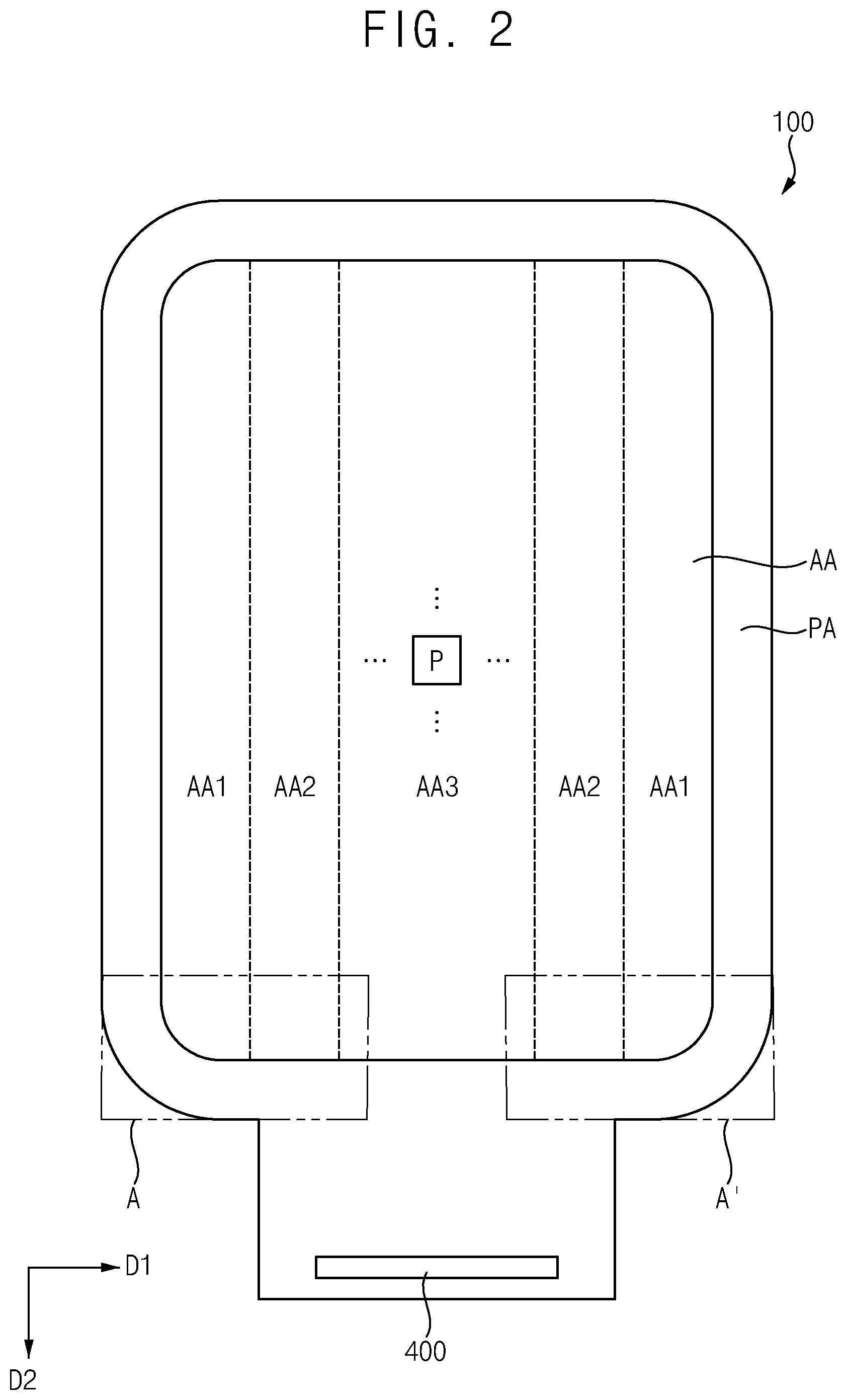 Patent US12112690 Figure 2 – Data driver connected to data lines through fan out lines disposed in display area, display device including data driver, and electronic device including data driver