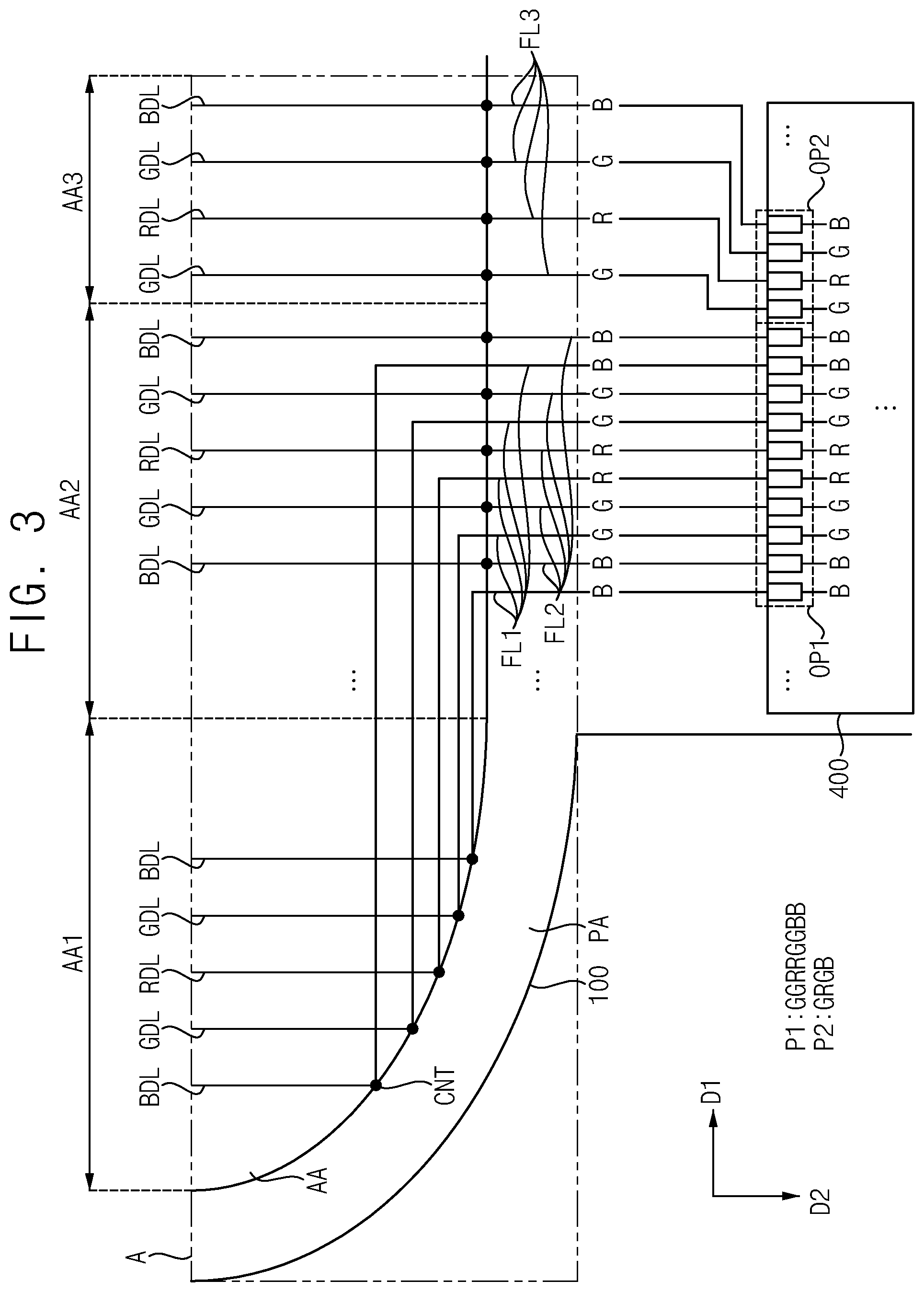 Patent US12112690 Figure 3 – Data driver connected to data lines through fan out lines disposed in display area, display device including data driver, and electronic device including data driver