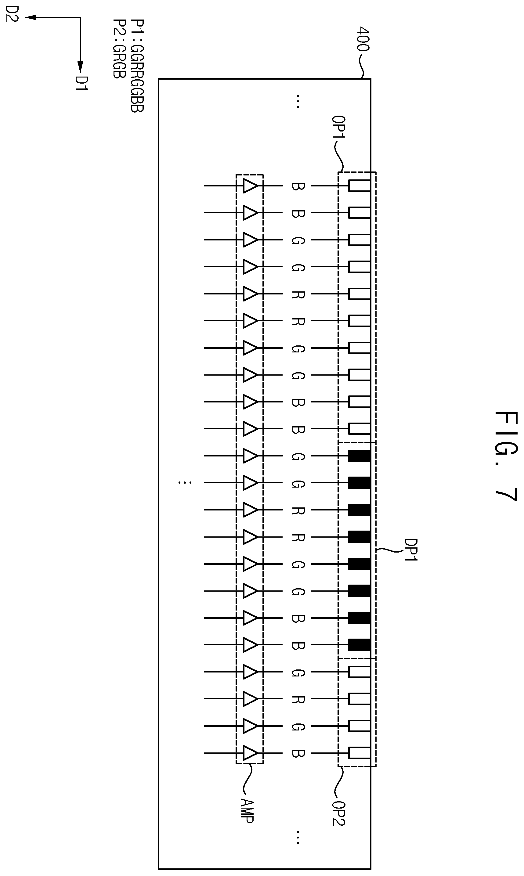 Patent US12112690 Figure 7 – Data driver connected to data lines through fan out lines disposed in display area, display device including data driver, and electronic device including data driver