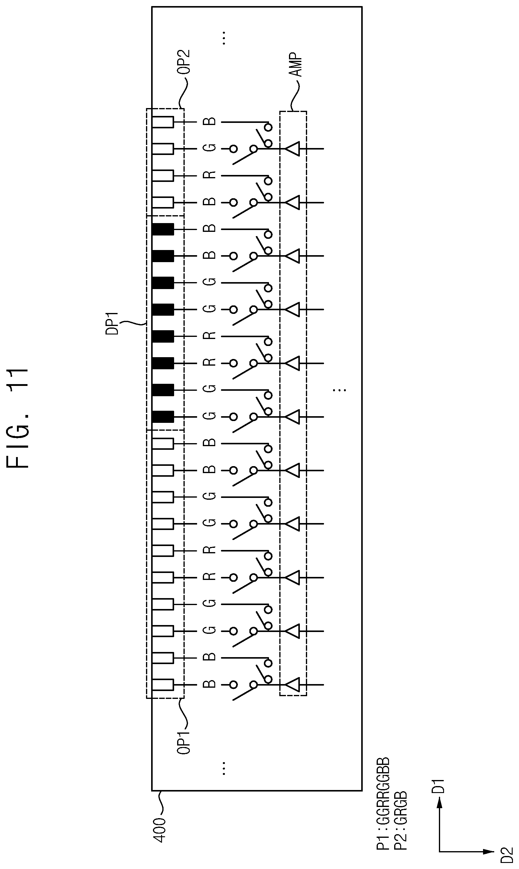 Patent US12112690 Figure 11 – Data driver connected to data lines through fan out lines disposed in display area, display device including data driver, and electronic device including data driver
