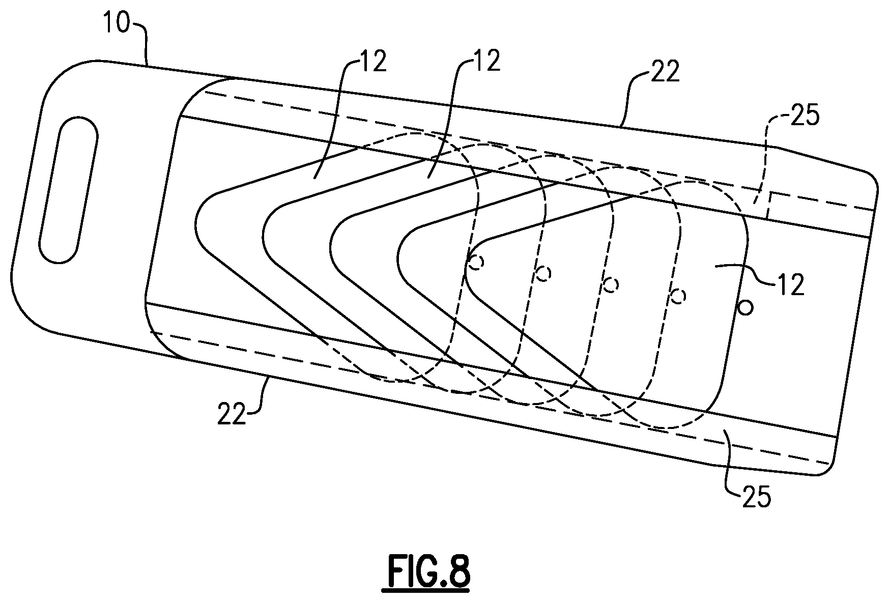 Patent US12112728 Figure 5 – Guitar pick holder and dispenser