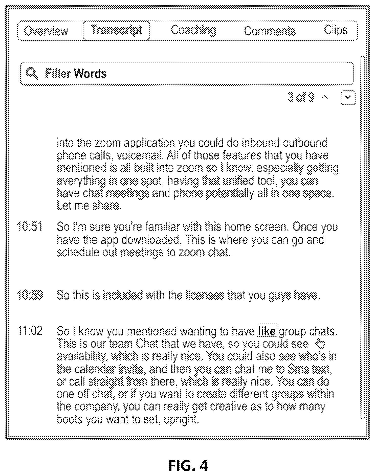 Patent US12112748 Figure 5 – Extracting filler words and phrases from a communication session