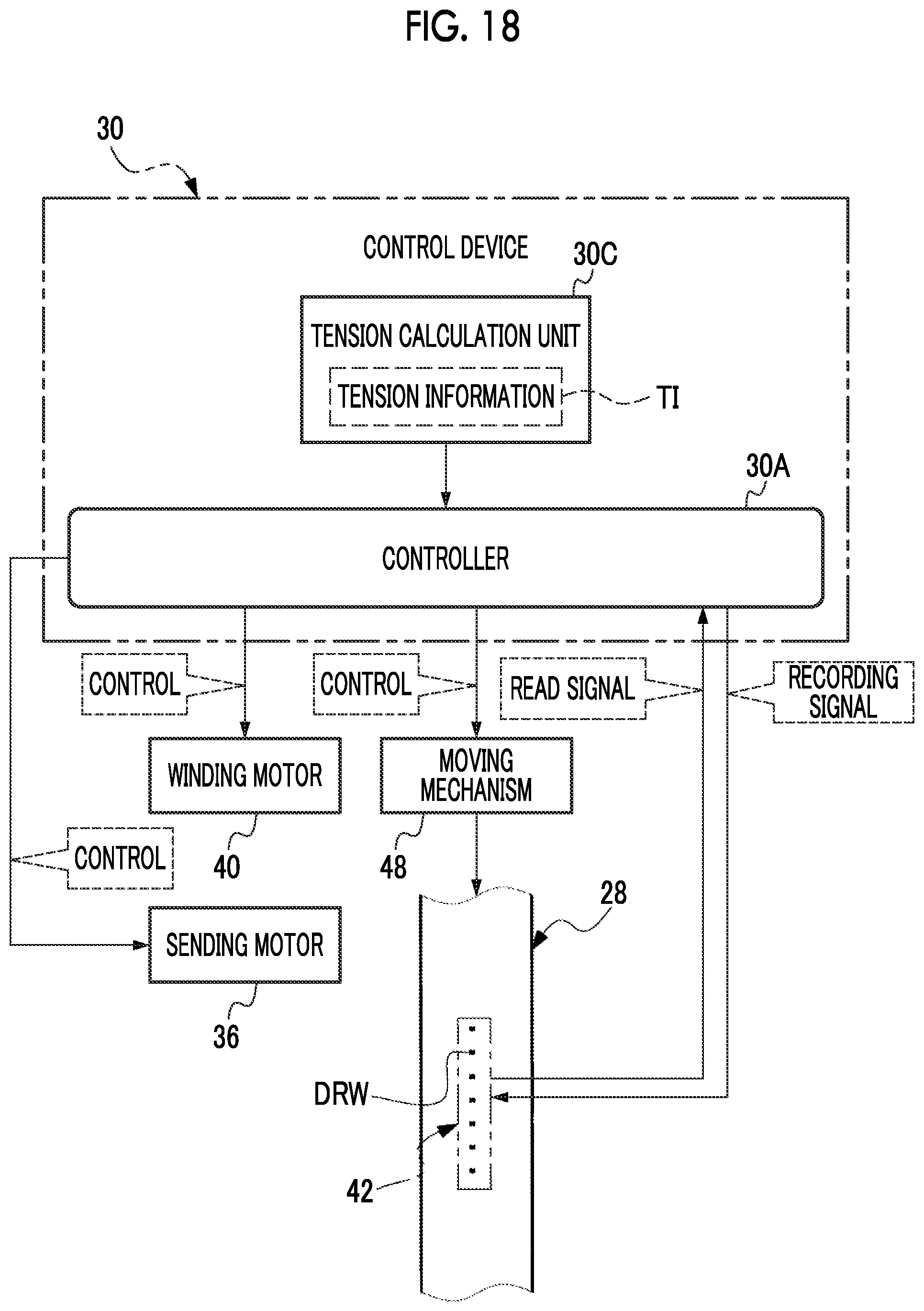 Patent US12112770 Figure 18 – Magnetic tape cartridge, magnetic tape drive, tension control method, method of handling magnetic tape, and program