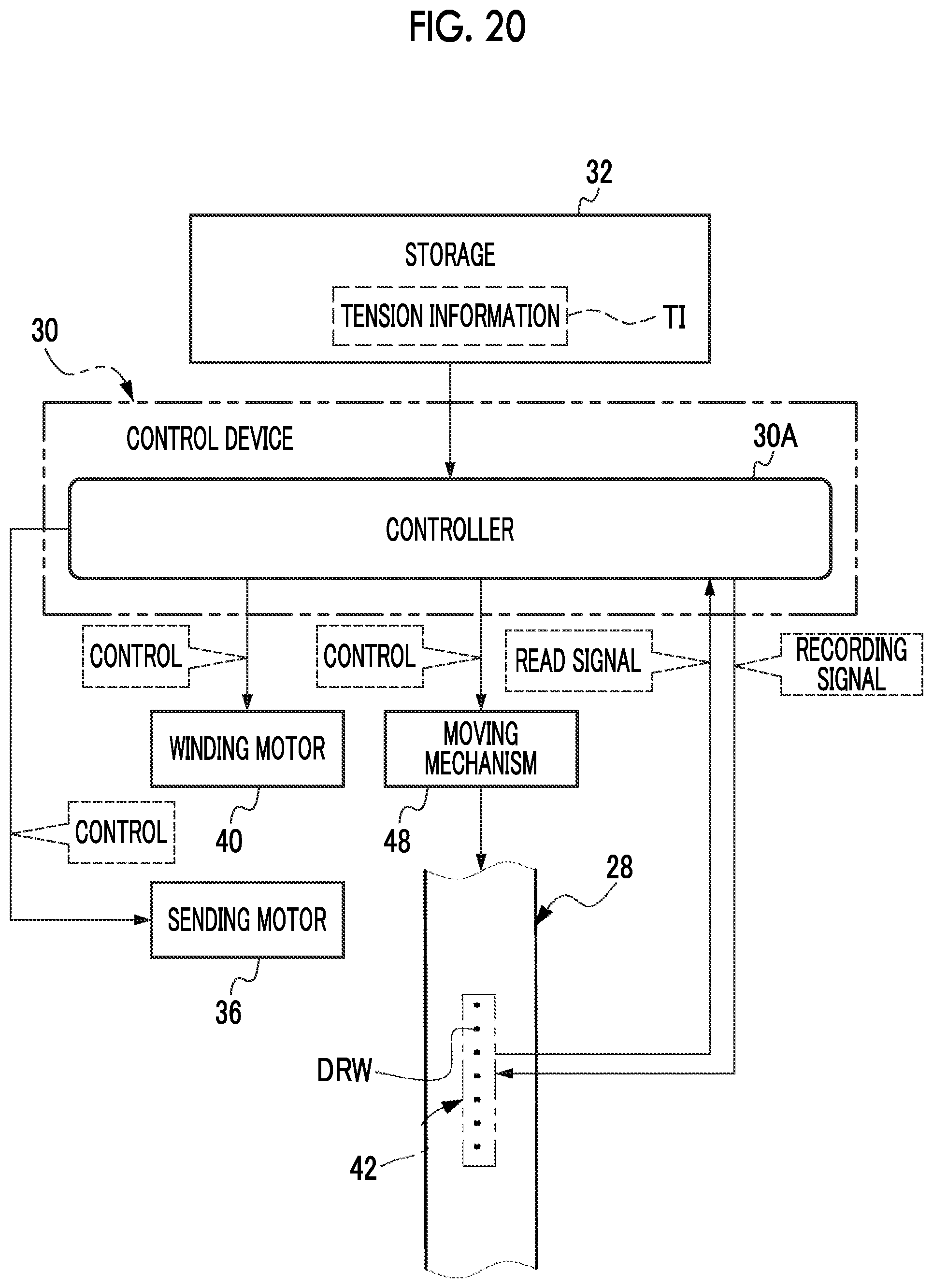 Patent US12112770 Figure 20 – Magnetic tape cartridge, magnetic tape drive, tension control method, method of handling magnetic tape, and program
