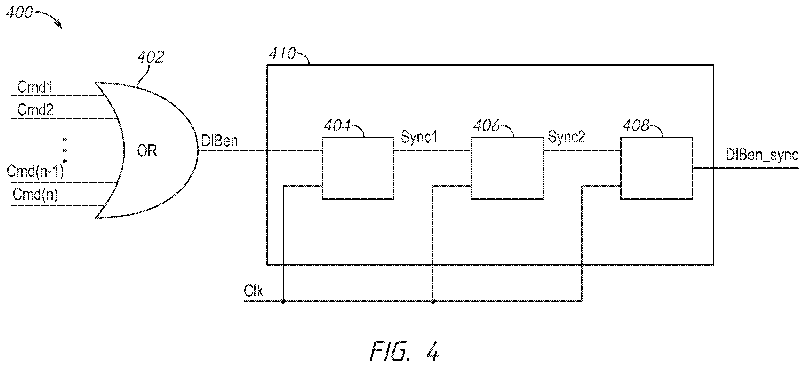Patent US12112789 Figure 4 – Apparatuses and methods for input buffer enable clock synchronization