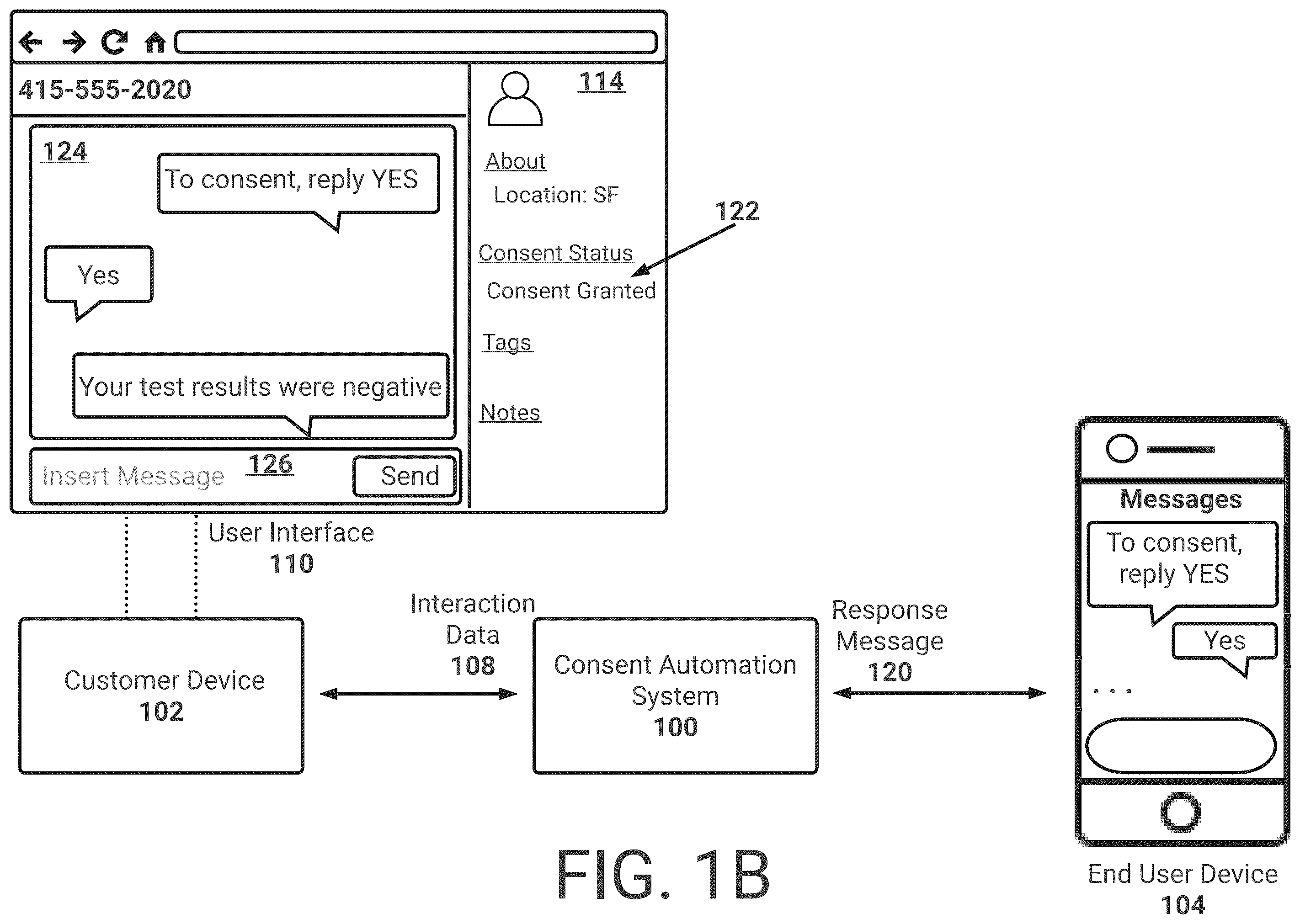 Patent US12112855 Figure 2 – Secure messaging system with constrained user actions for ensured compliant transmission of medical information