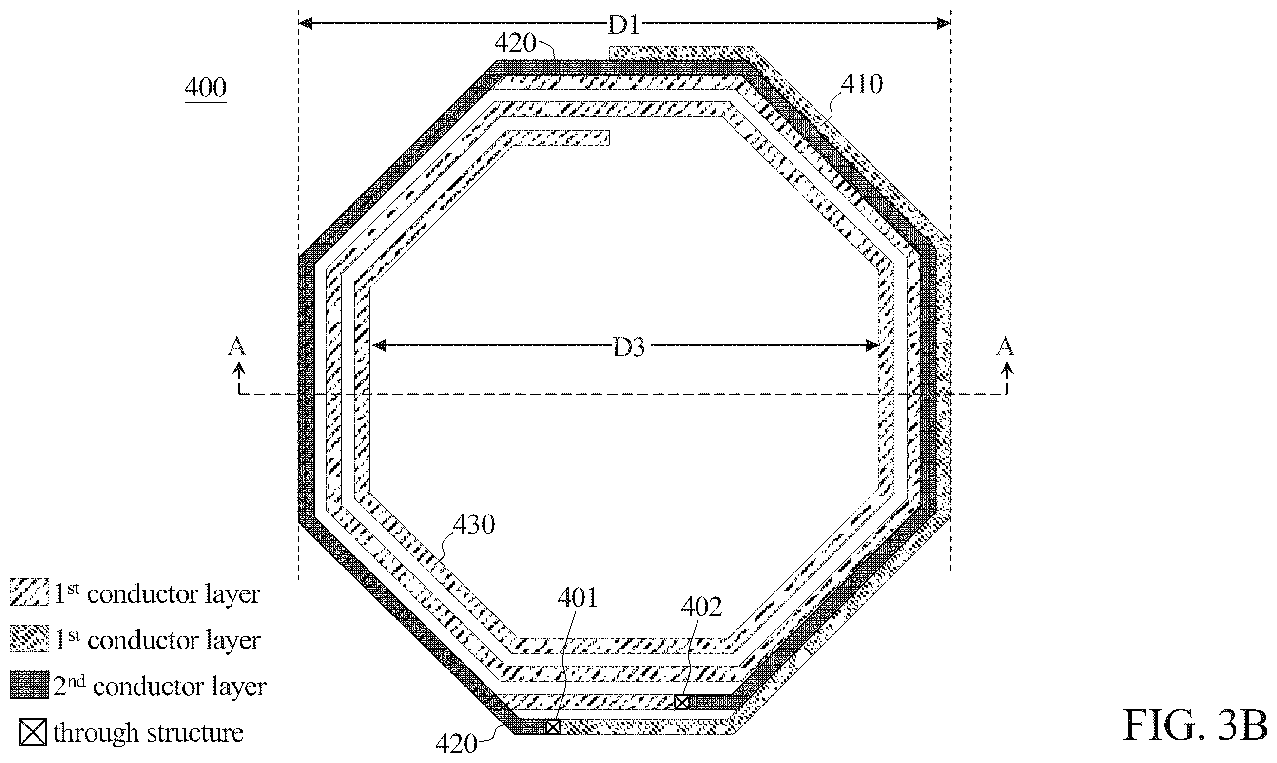 Patent US12112878 Figure 4 – Asymmetric spiral inductor