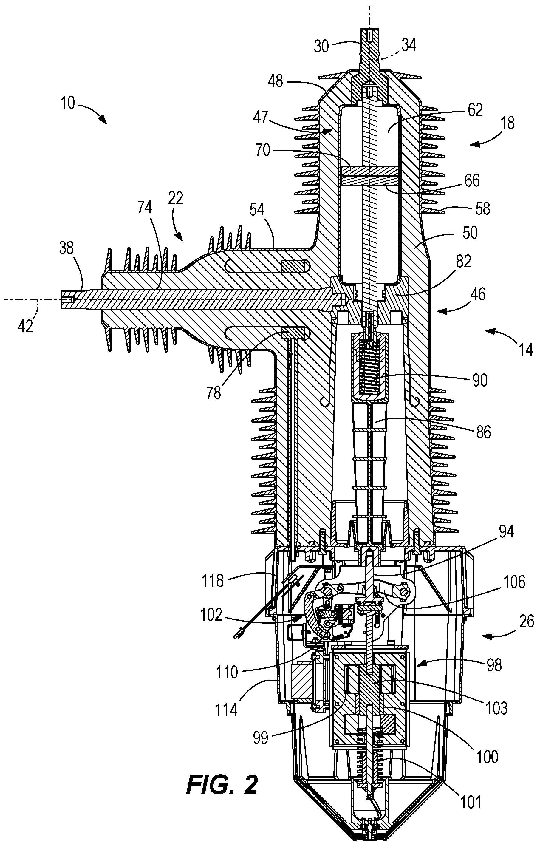 Patent US12112906 Figure 2 – Integrated switchgear assembly