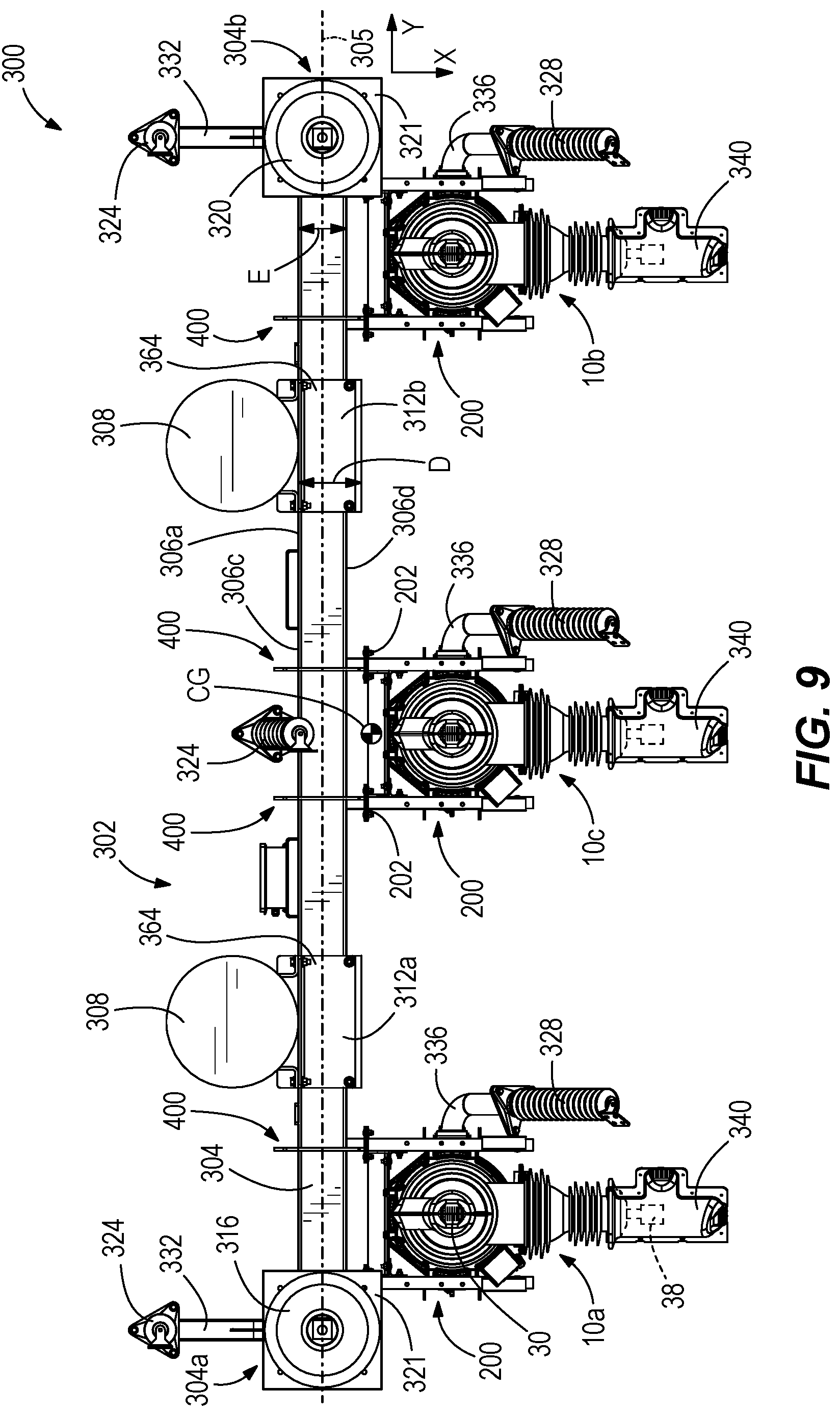 Patent US12112906 Figure 8 – Integrated switchgear assembly