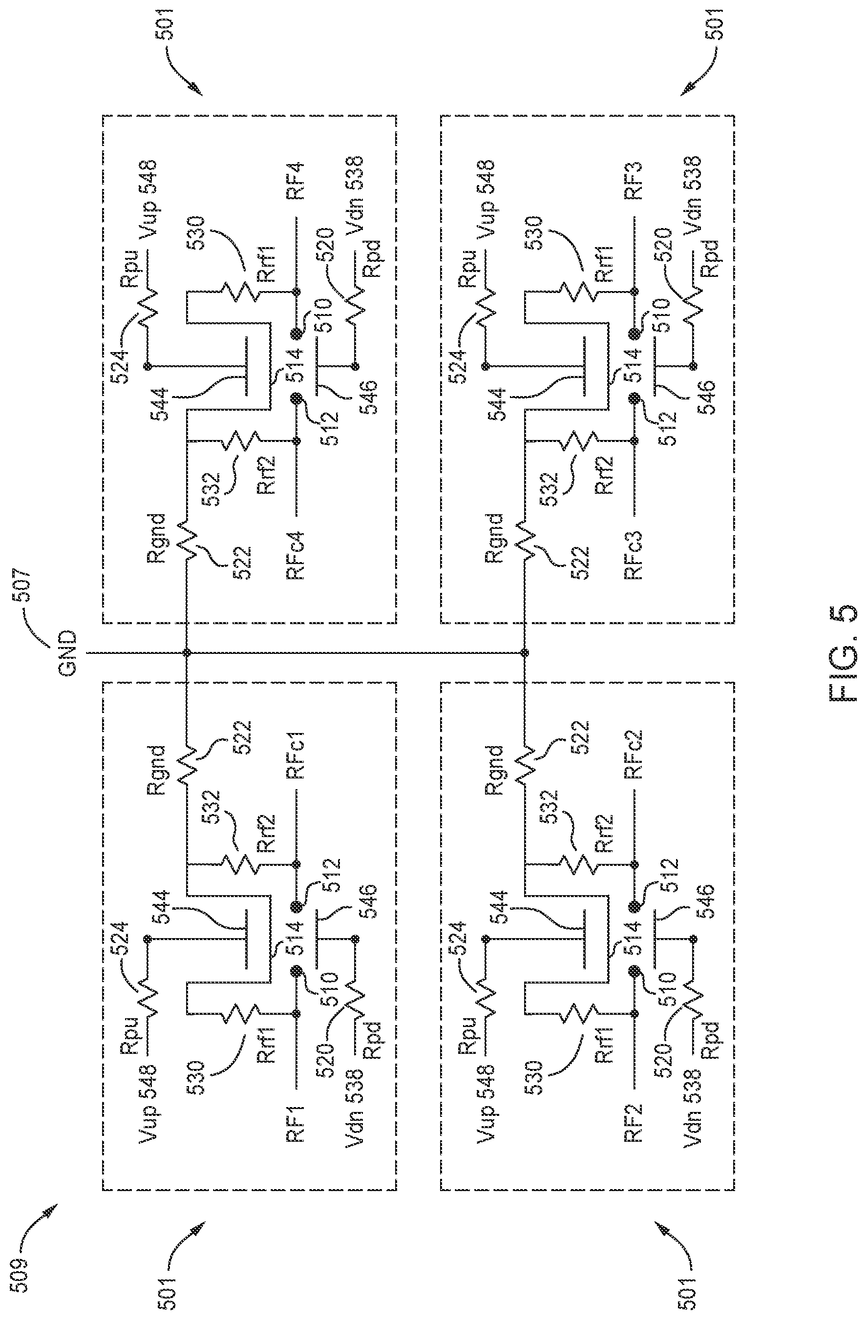 Patent US12112909 Figure 5 – MEMS relay architecture with frequency isolation