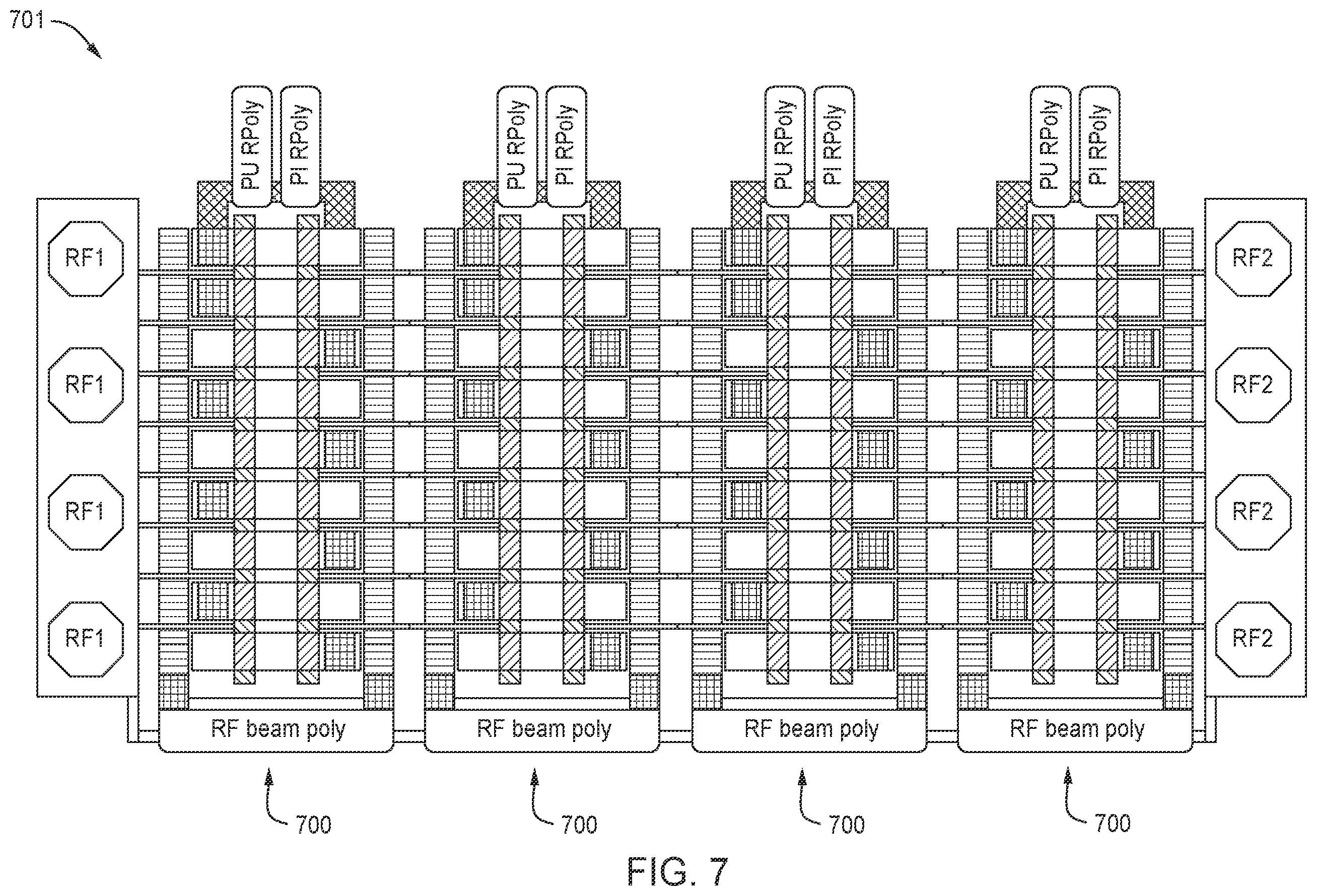 Patent US12112909 Figure 7 – MEMS relay architecture with frequency isolation