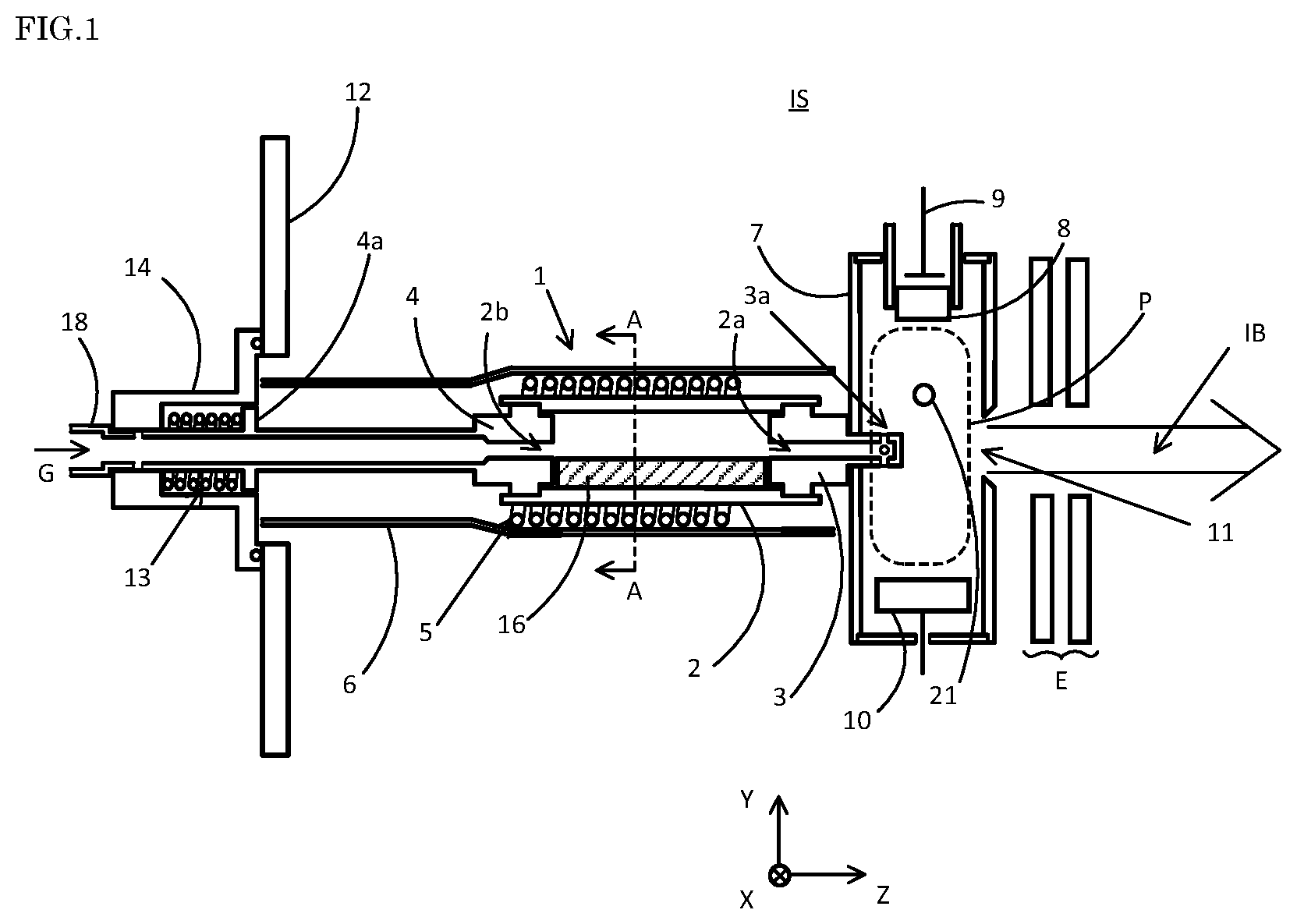 Patent US12112915 Figure 1 – Vaporizer, ion source and method for generating aluminum-containing vapor