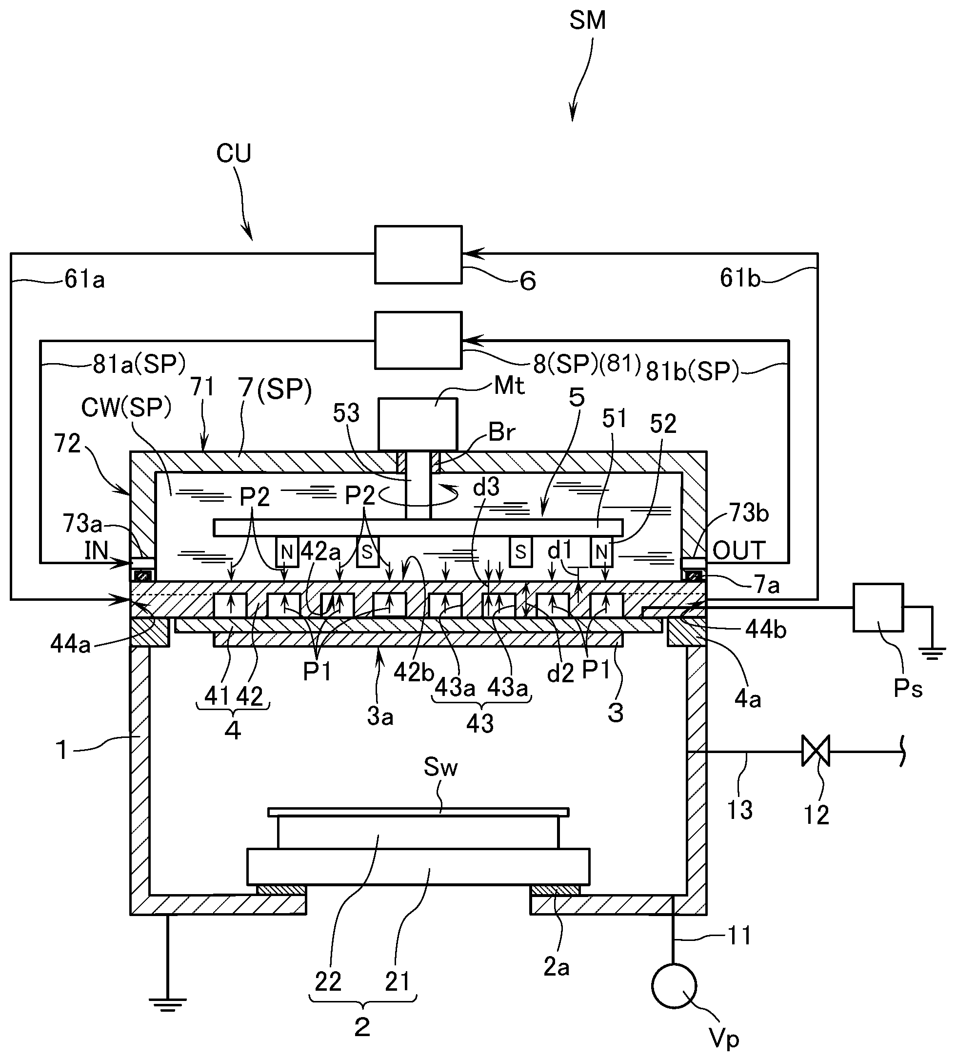 Patent US12112929 Figure 1 – Cathode unit for magnetron sputtering apparatus and magnetron sputtering apparatus
