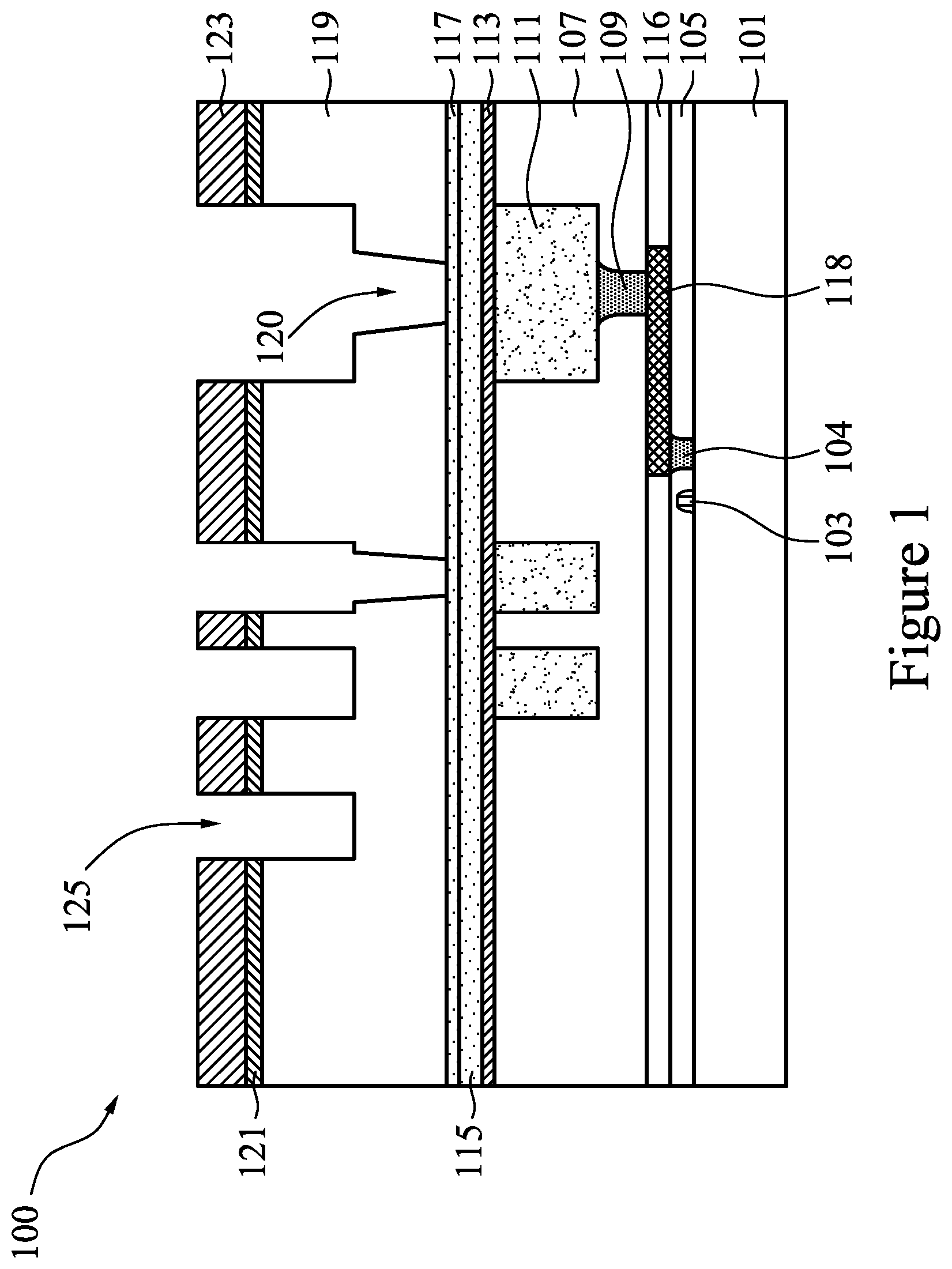 Patent US12112953 — Semiconductor devices and methods of manufacturing — Figure 1