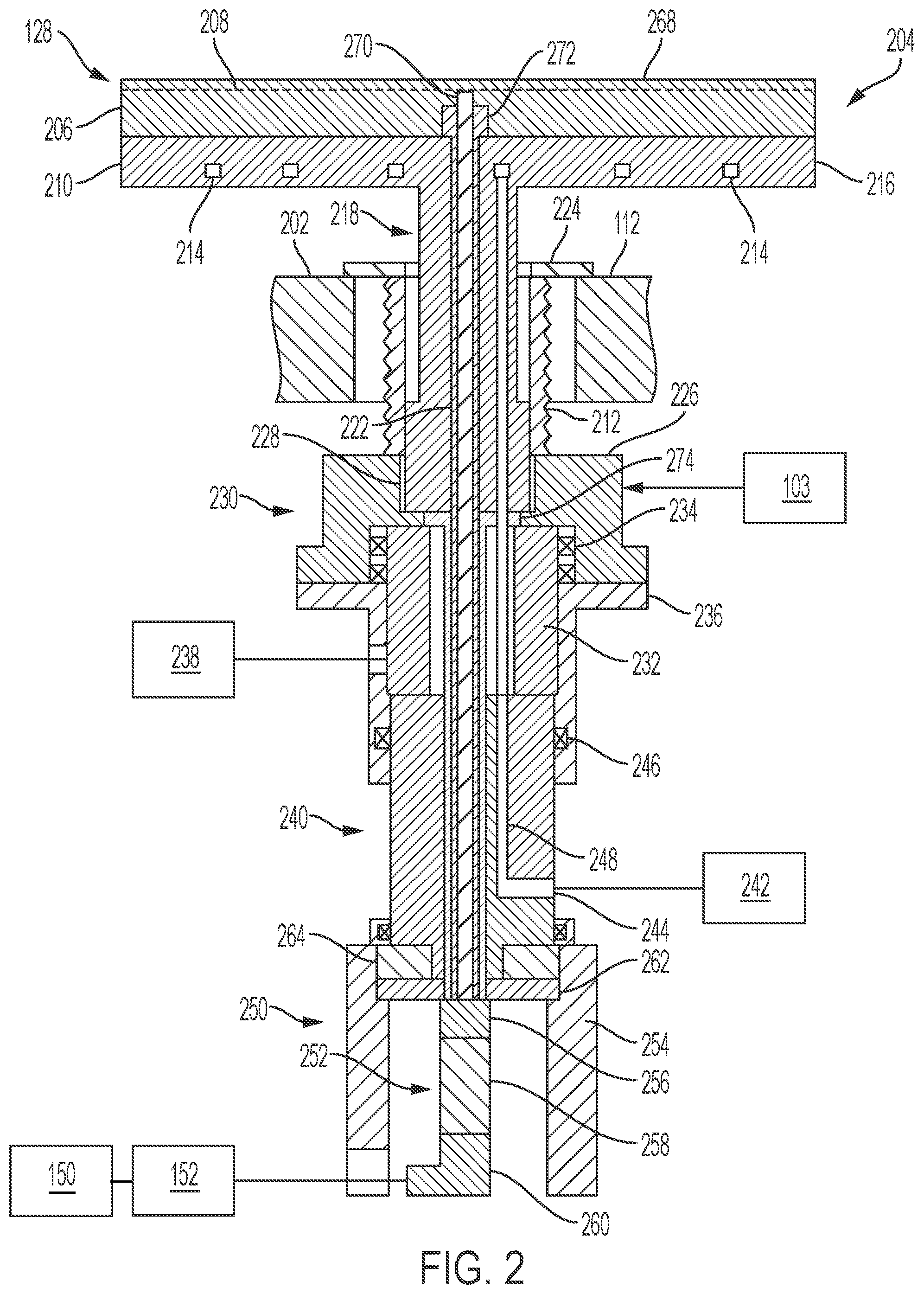 Patent US12112972 Figure 2 – Rotating biasable pedestal and electrostatic chuck in semiconductor process chamber