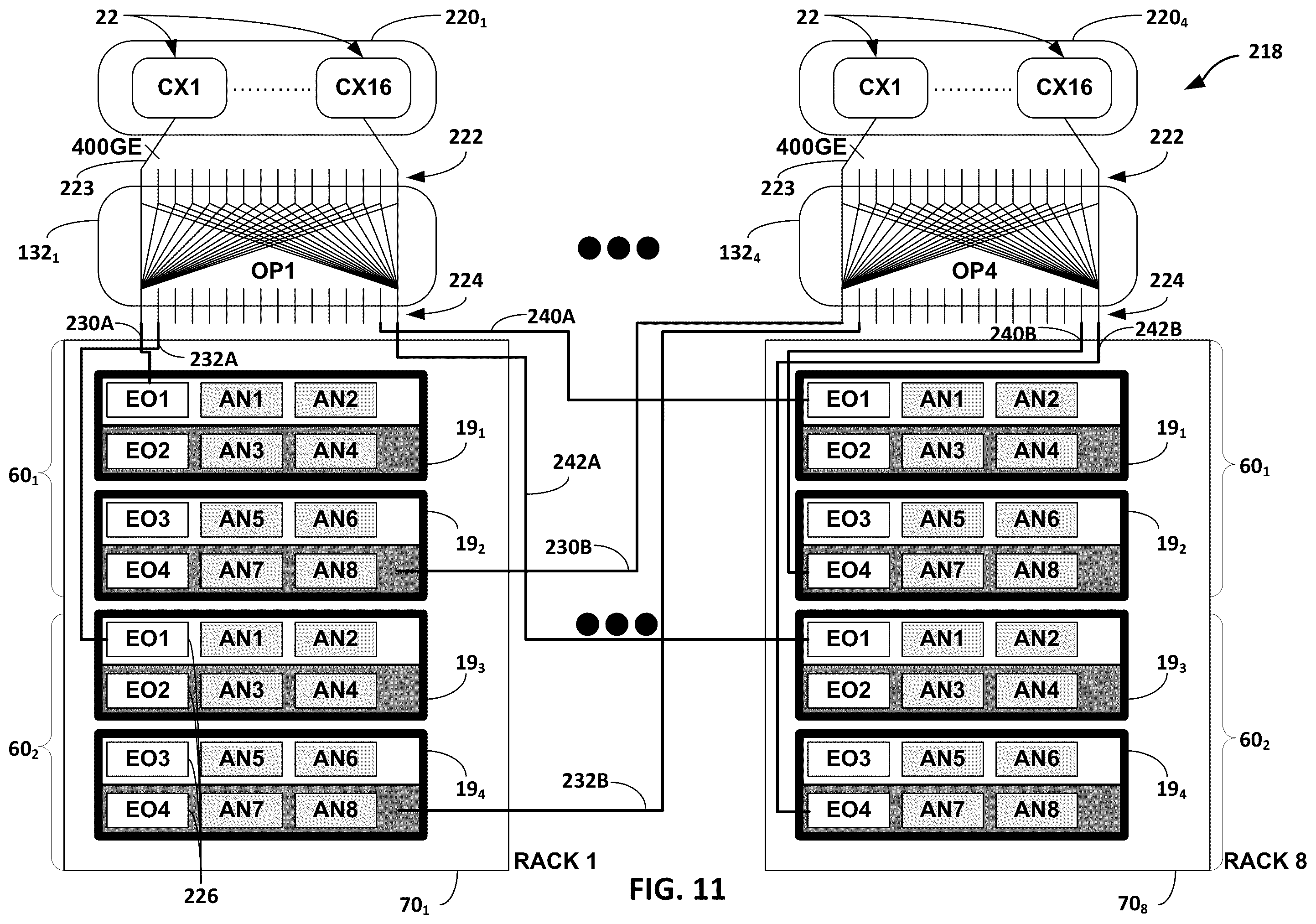 Patent US12120016 Figure 11 – Data center network with packet spraying