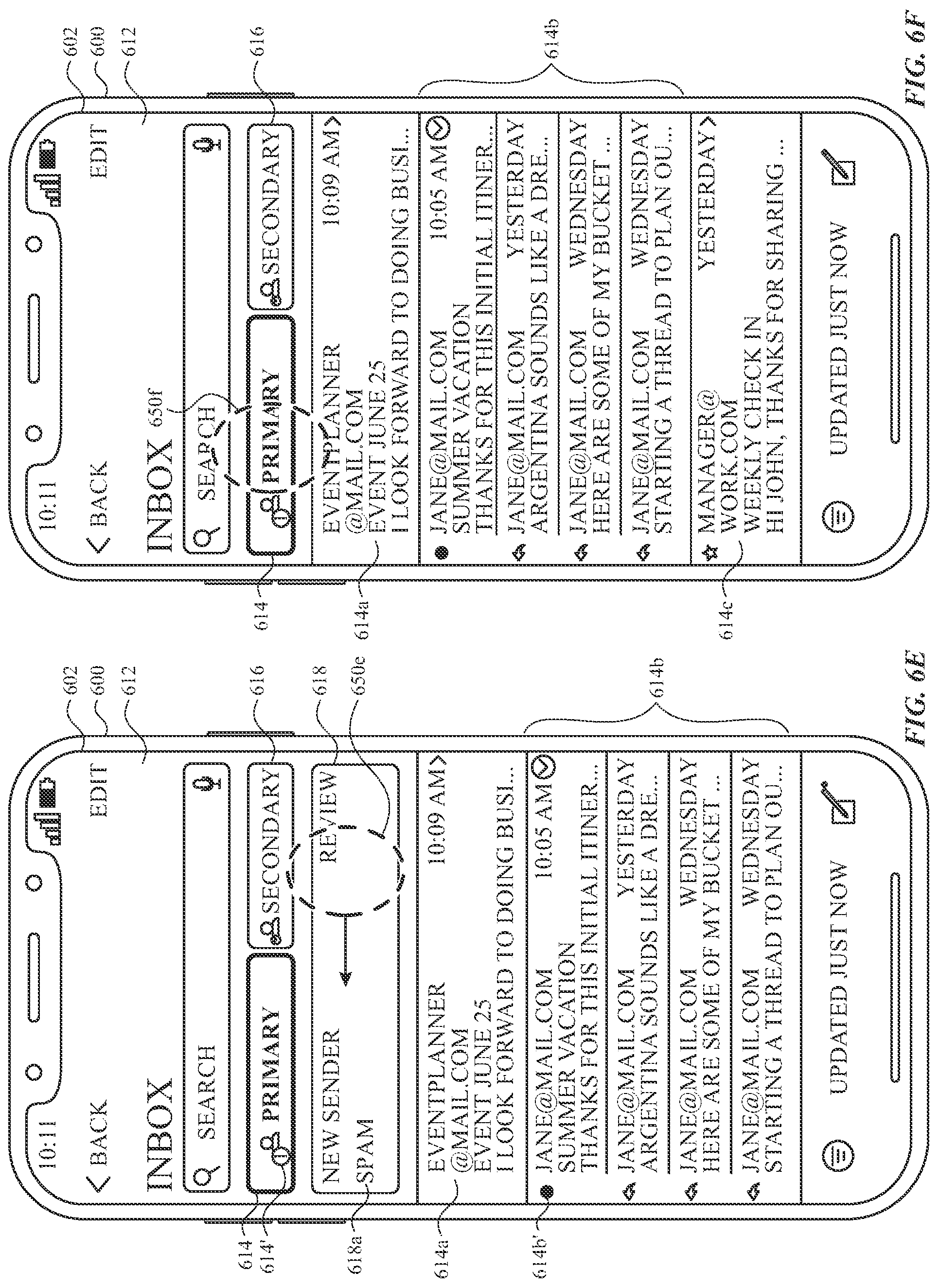 Patent US12120082 Figure 11 – User interfaces for managing messages