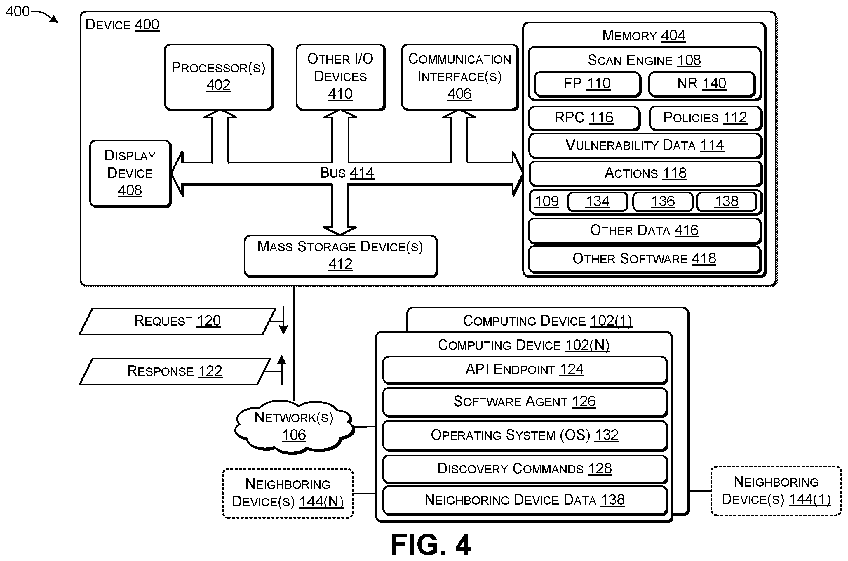 Patent US12120138 Figure 4 – Using a remote procedure call (RPC) service to provide data on neighboring devices