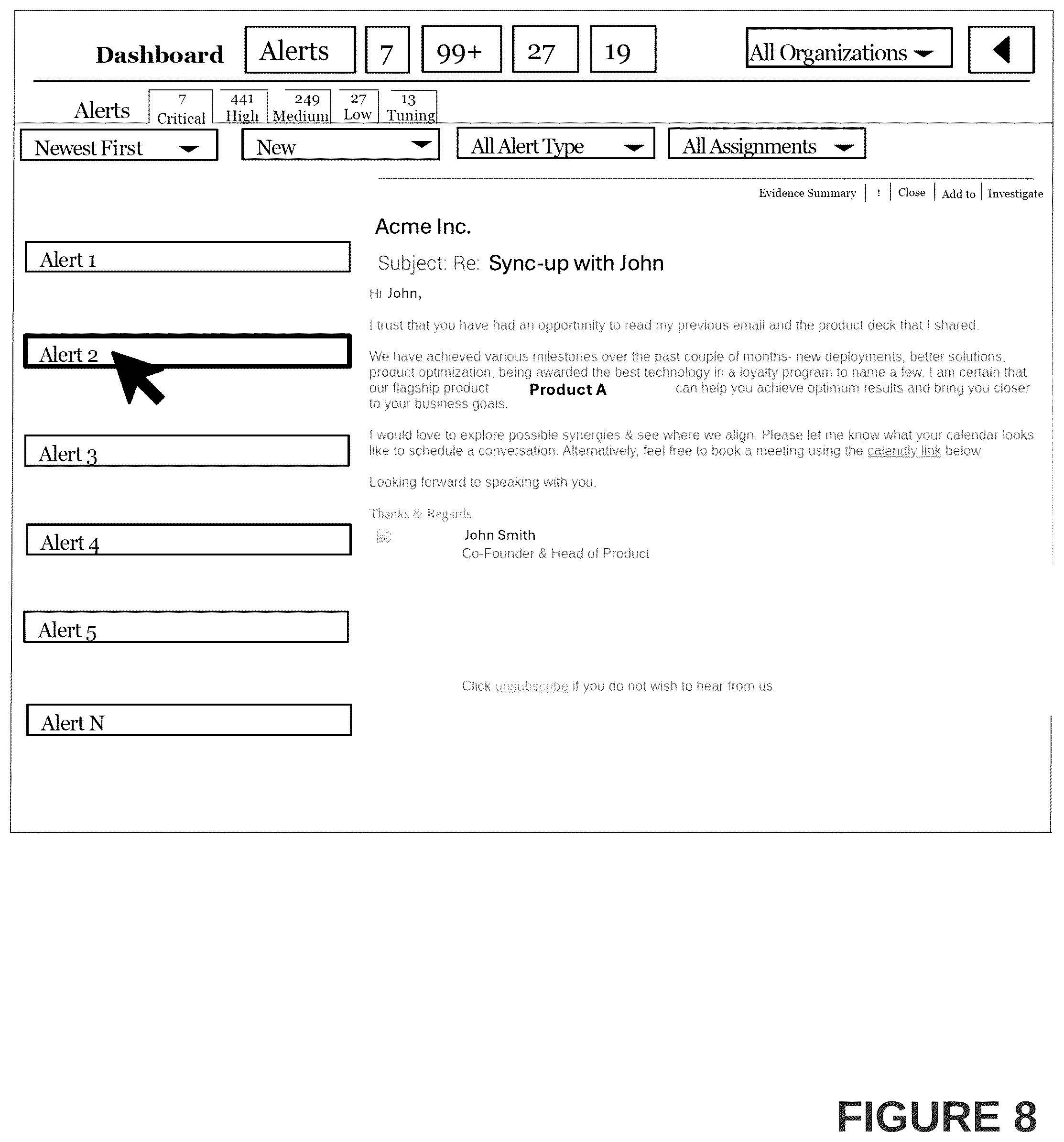 Patent US12120147 Figure 8 – Systems and methods for intelligent identification and automated disposal of non-malicious electronic communications
